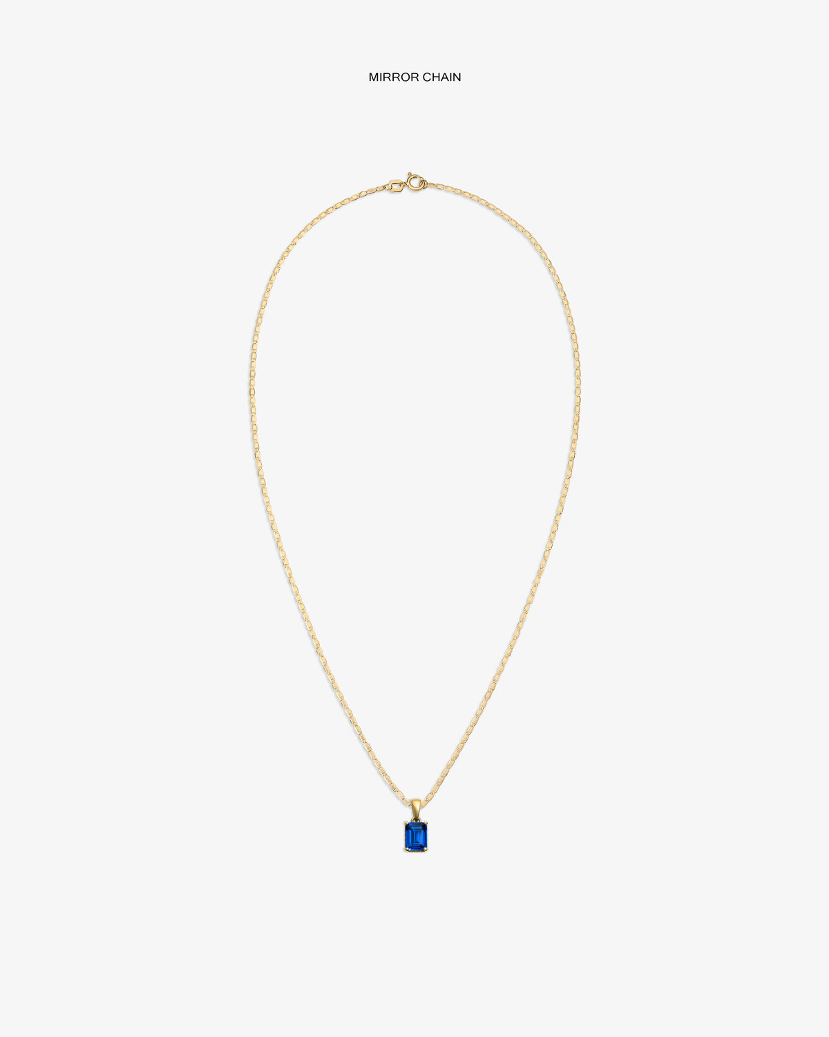 14Kt Gold Gemstone Pendant with a blue rectangular charm shown on a plain white background.
