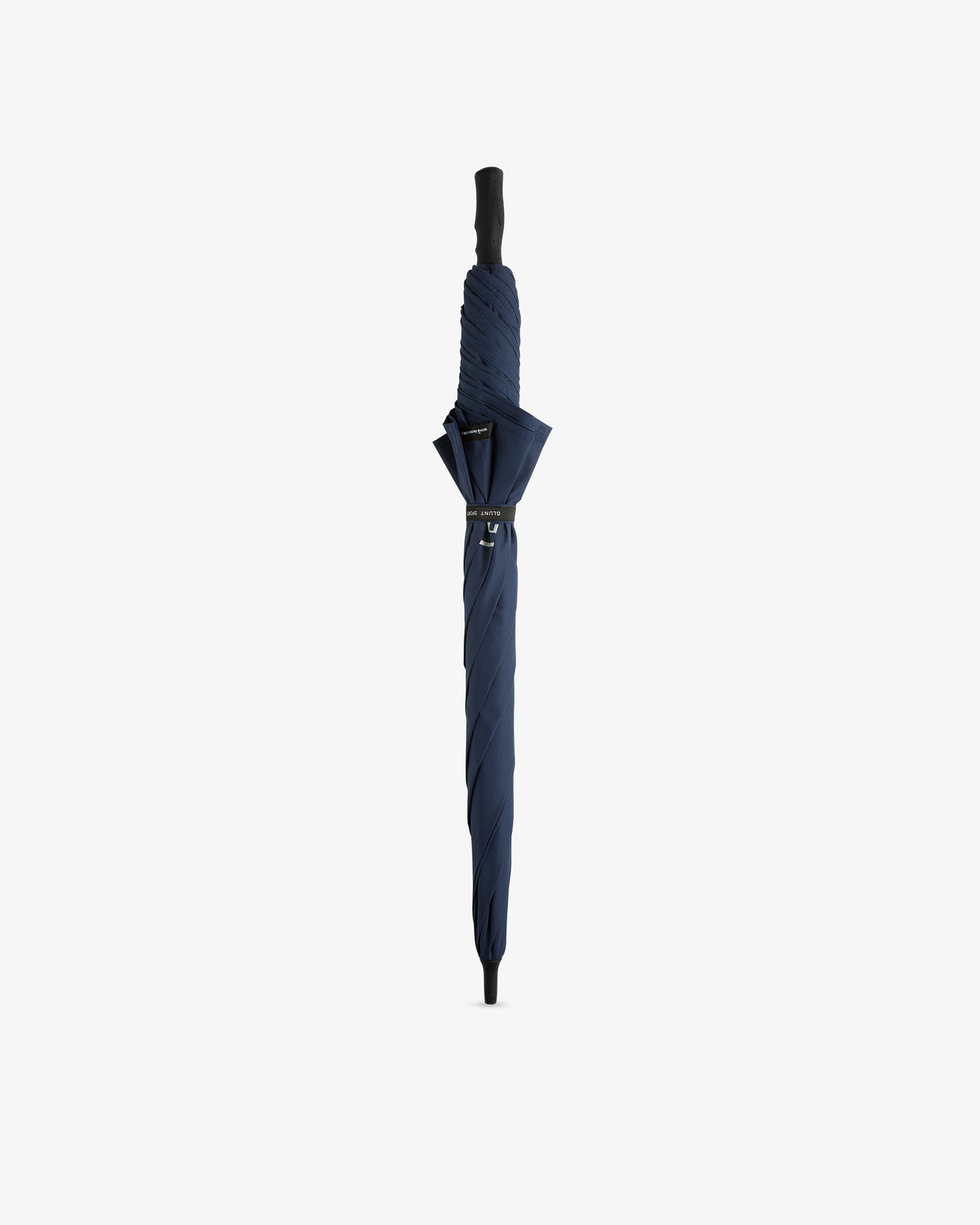 An ALD Golf Spectator Umbrella, closed and navy blue with a black handle, stands upright on a white background.