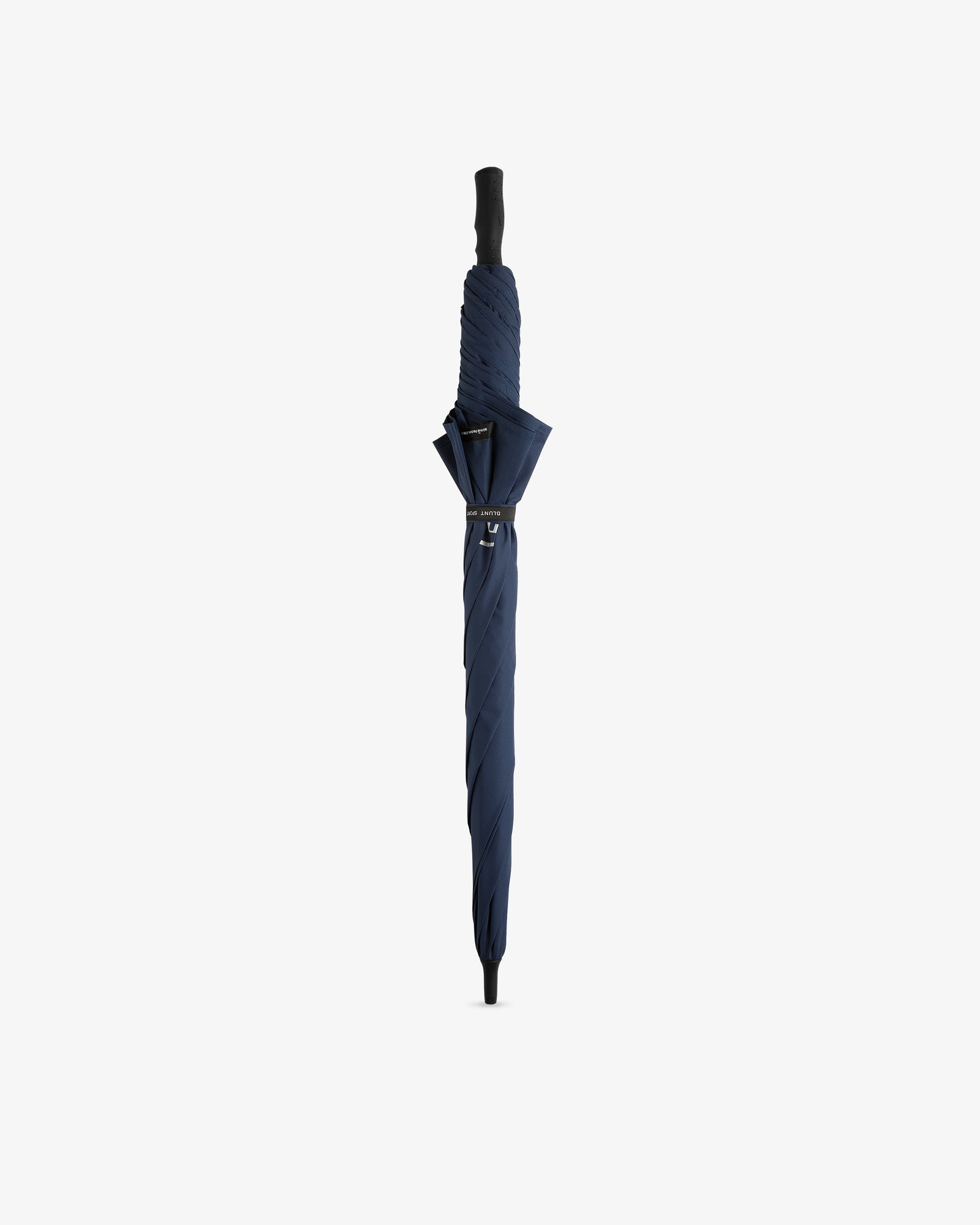 An ALD Golf Spectator Umbrella, closed and navy blue with a black handle, stands upright on a white background.