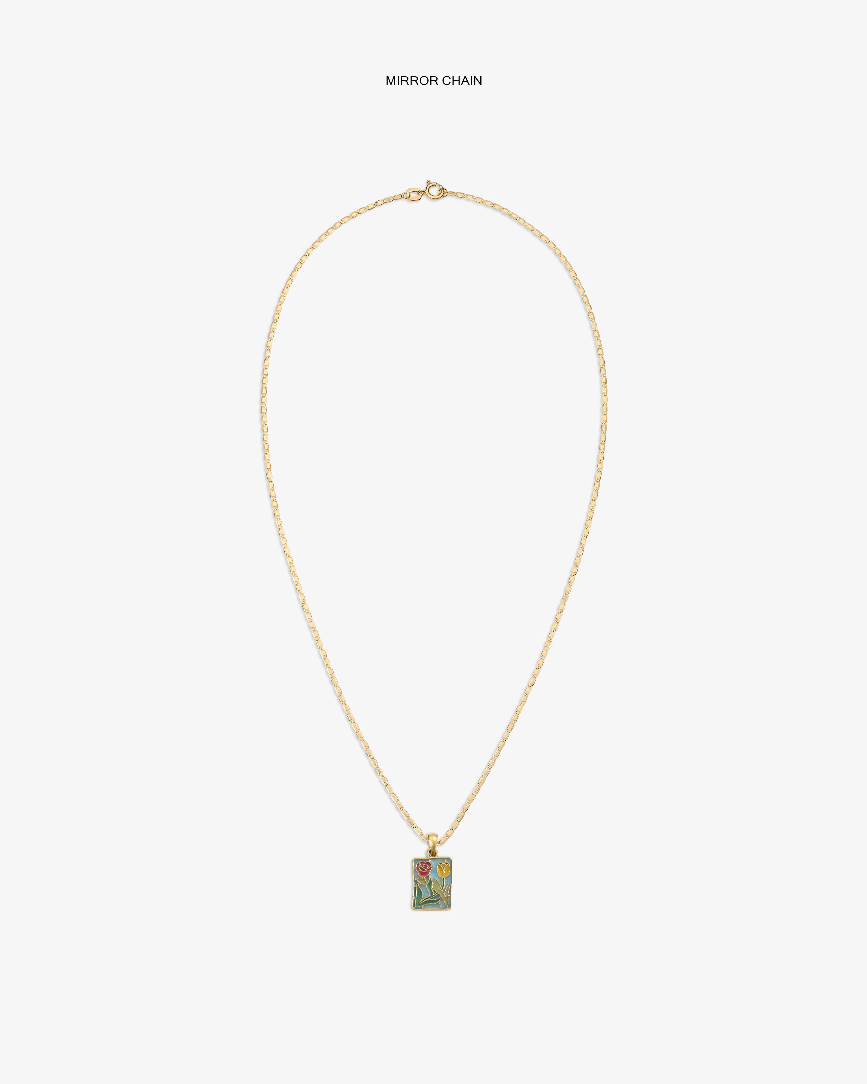 14Kt Gold Stained Glass Crest Pendant with colorful floral design, shown on a plain white background.