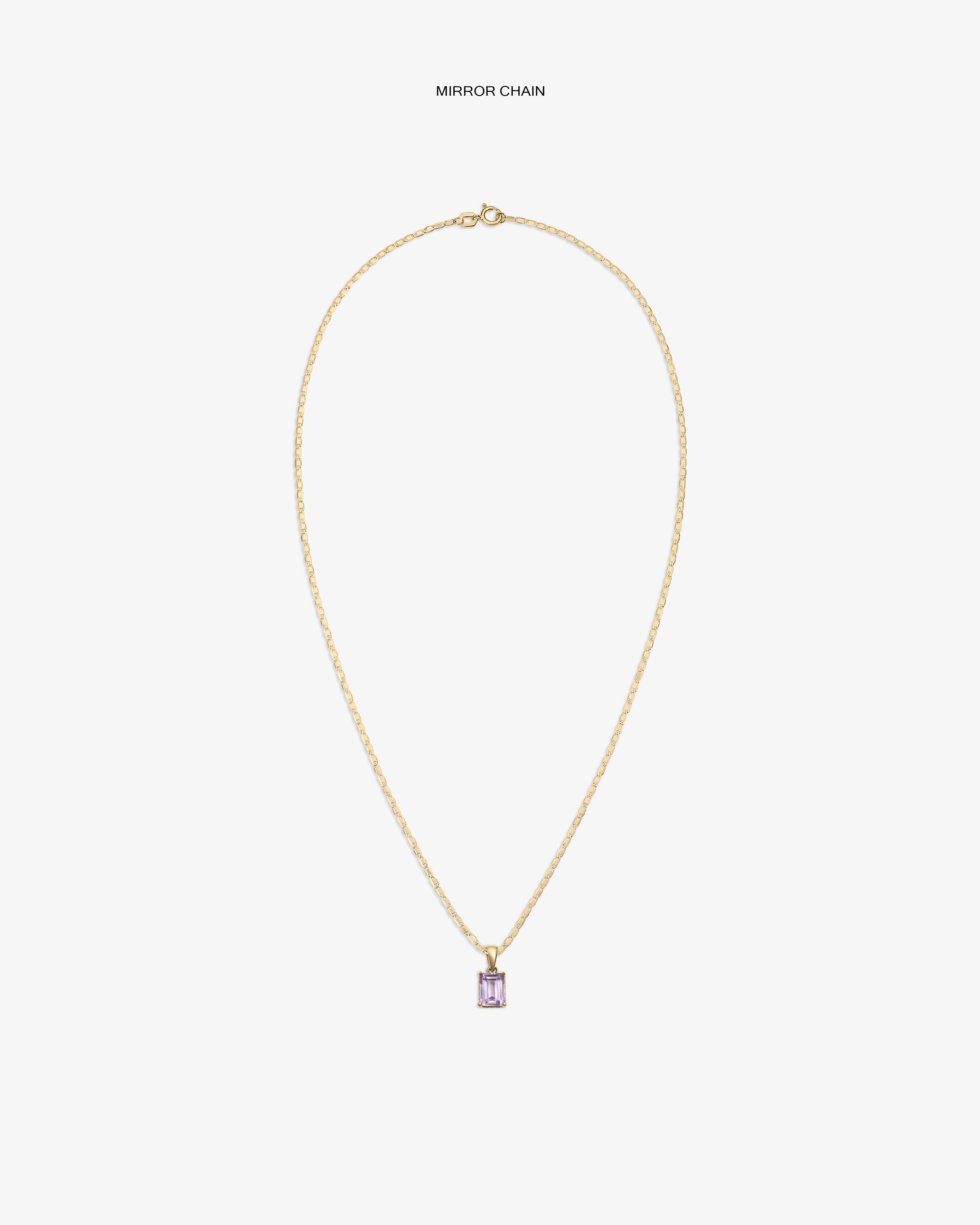 14Kt Gold Gemstone Pendant featuring a rectangular light purple stone, shown on a plain white background.