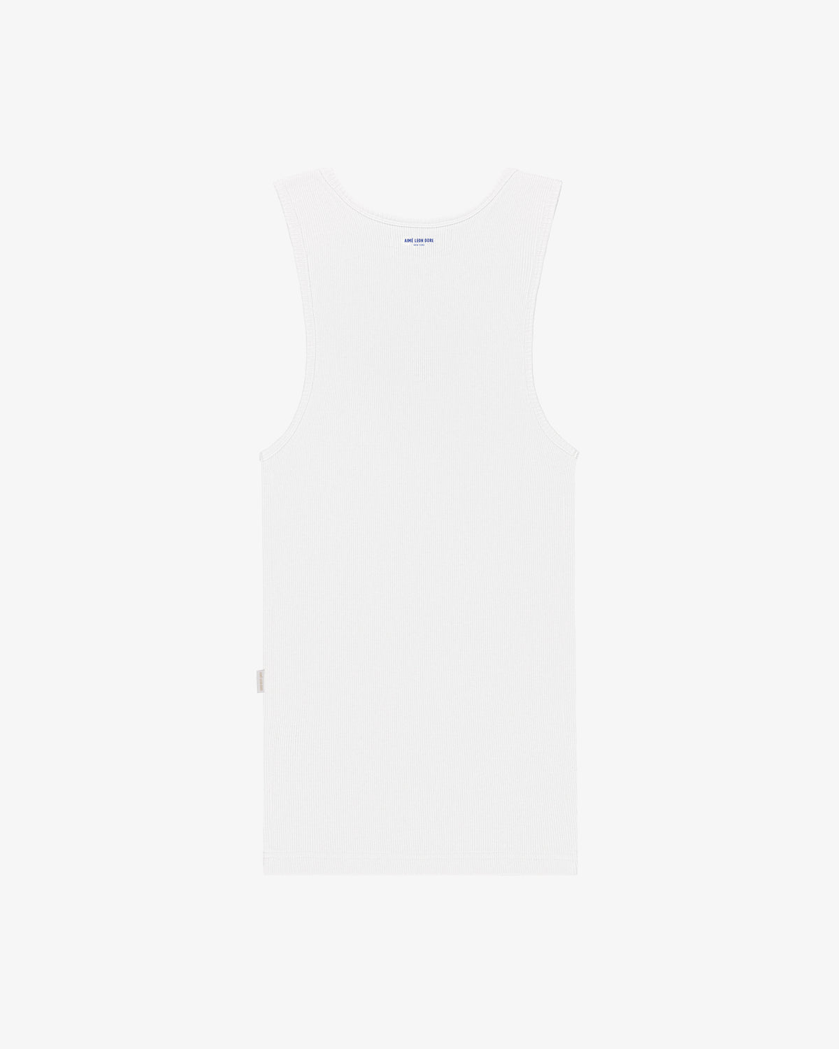 The Mets Tank Top, shown from the back, is a plain white ribbed style laid flat on a white background.