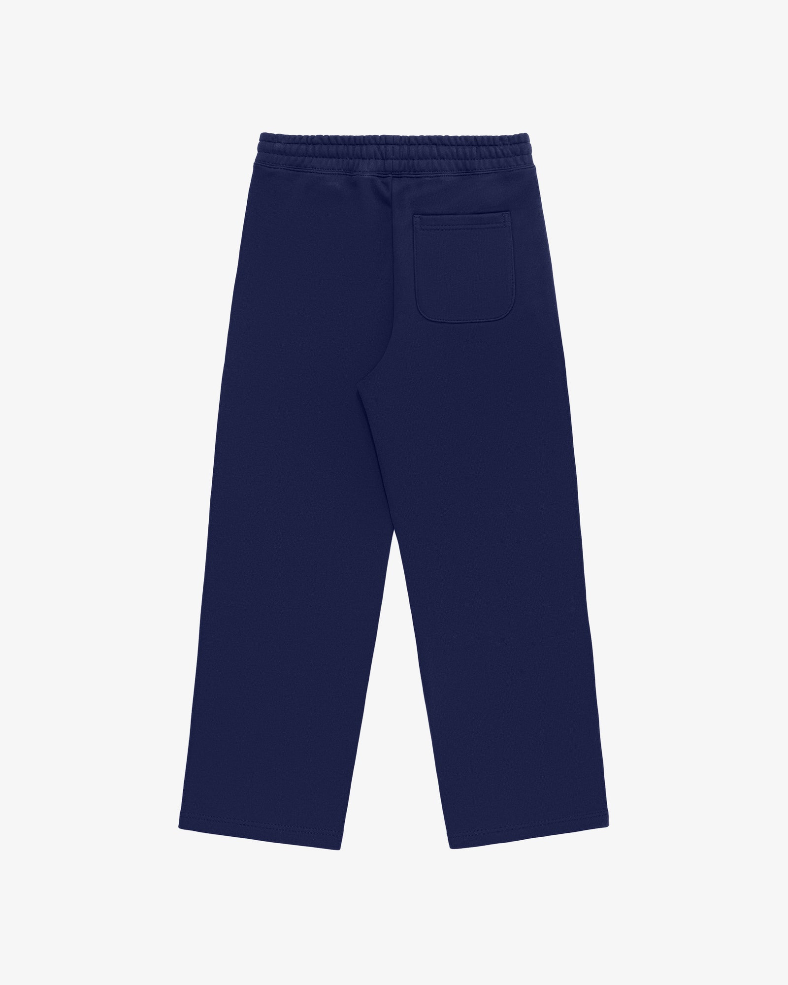 Unisphere Sweatpants in navy blue with an elastic waistband and a single back pocket, shown flat on a white background.
