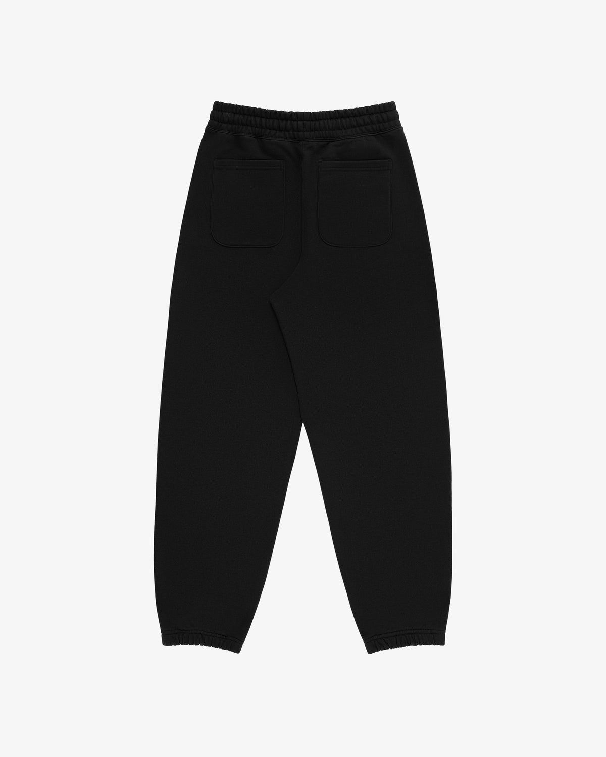 Tonal Logo Sweatpants with elastic waistband, cuffs, and two rear patch pockets shown from the back on white.