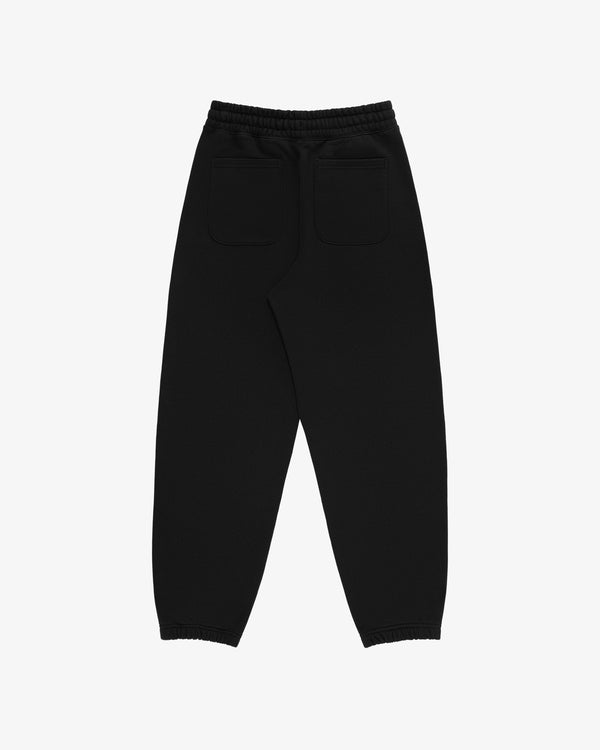 Tonal Logo Sweatpants with elastic waistband, cuffs, and two rear patch pockets shown from the back on white.