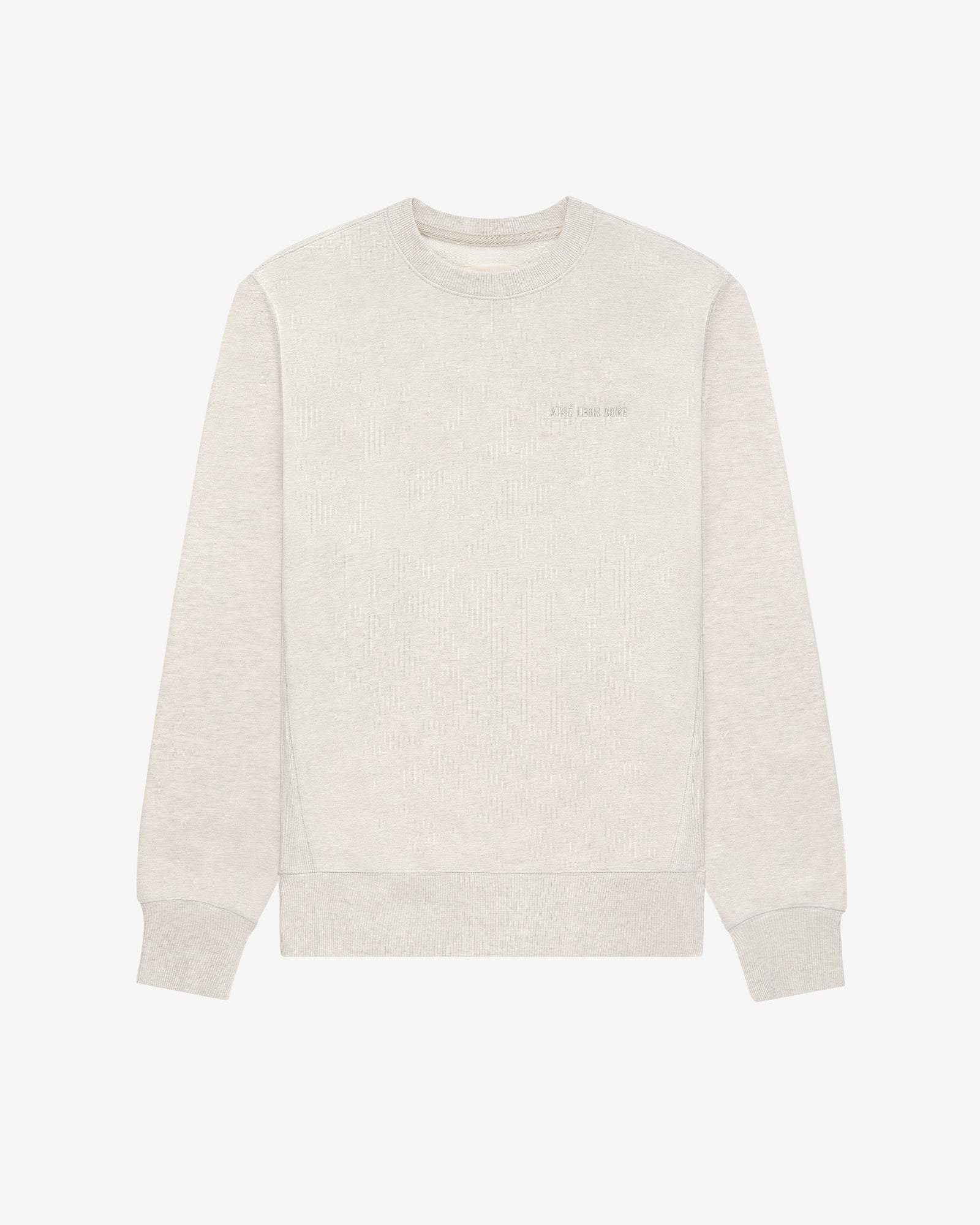 Tonal Logo Crewneck Sweatshirt in light gray with long sleeves, ribbed cuffs and hem, shown flat on white background.