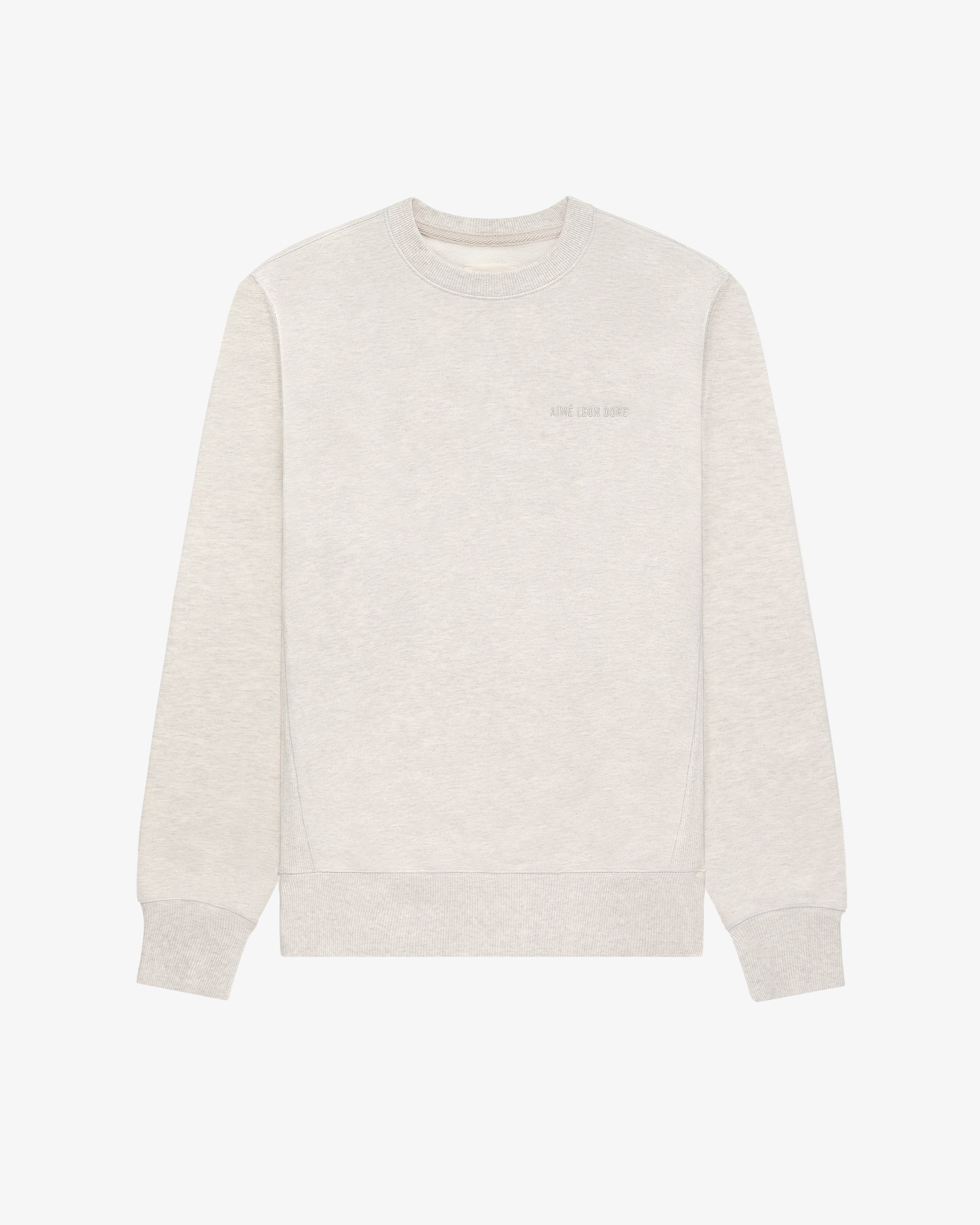Tonal Logo Crewneck Sweatshirt in light gray with long sleeves, ribbed cuffs and hem, shown flat on white background.