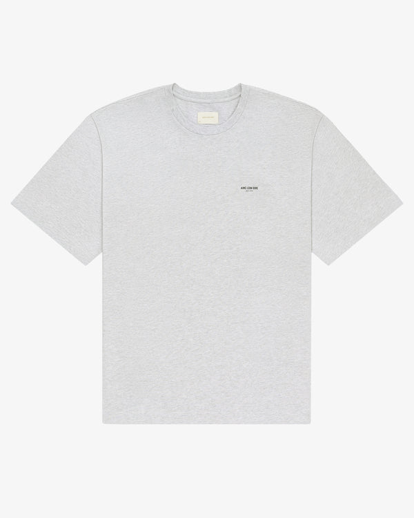 Light gray Micro Logo Tee with small black text on left chest, shown flat on a white background.