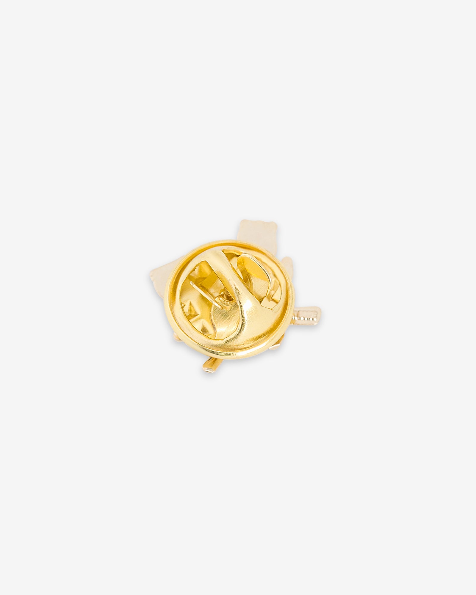 ALD Pin with a gold butterfly clutch back on a white background.