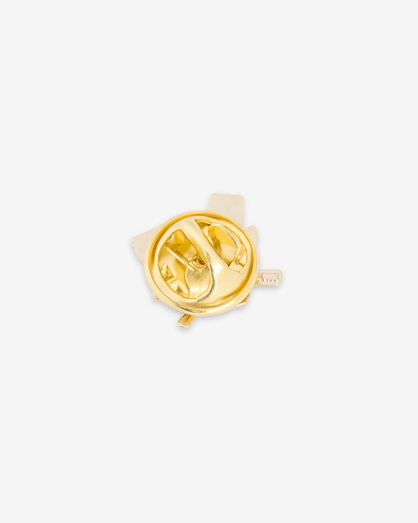 ALD Pin with a gold butterfly clutch back on a white background.