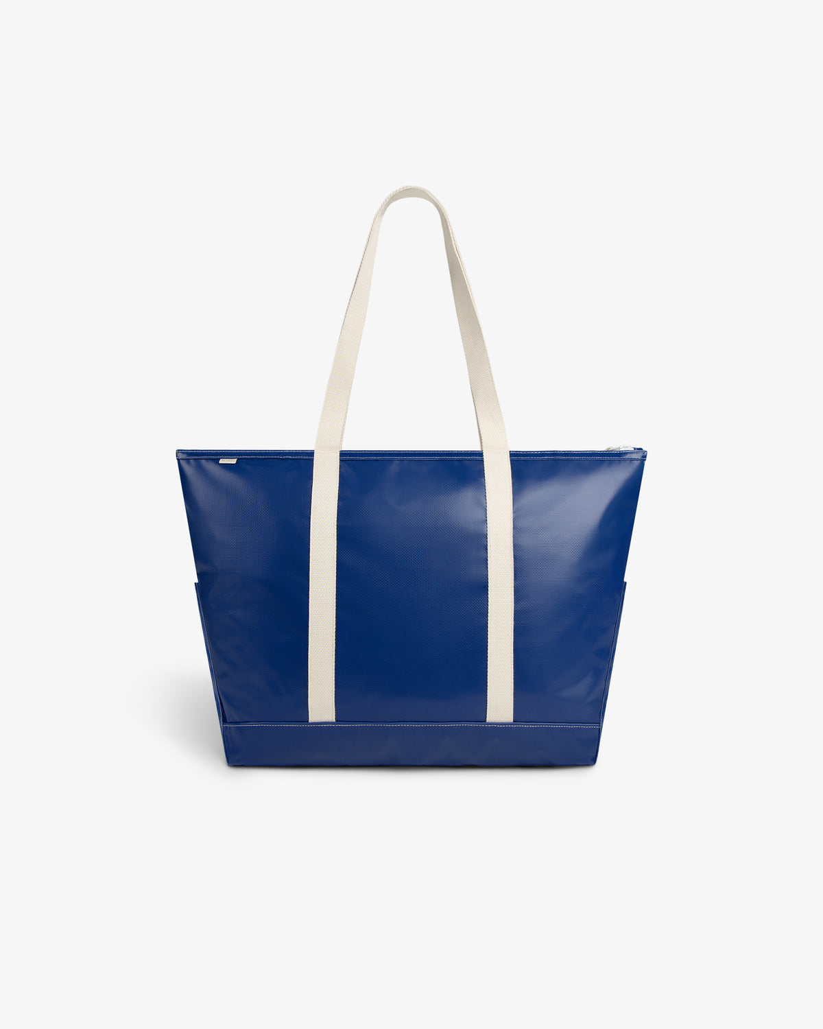 Carryall Marina Tote in blue with white shoulder straps, displayed on a plain white background.