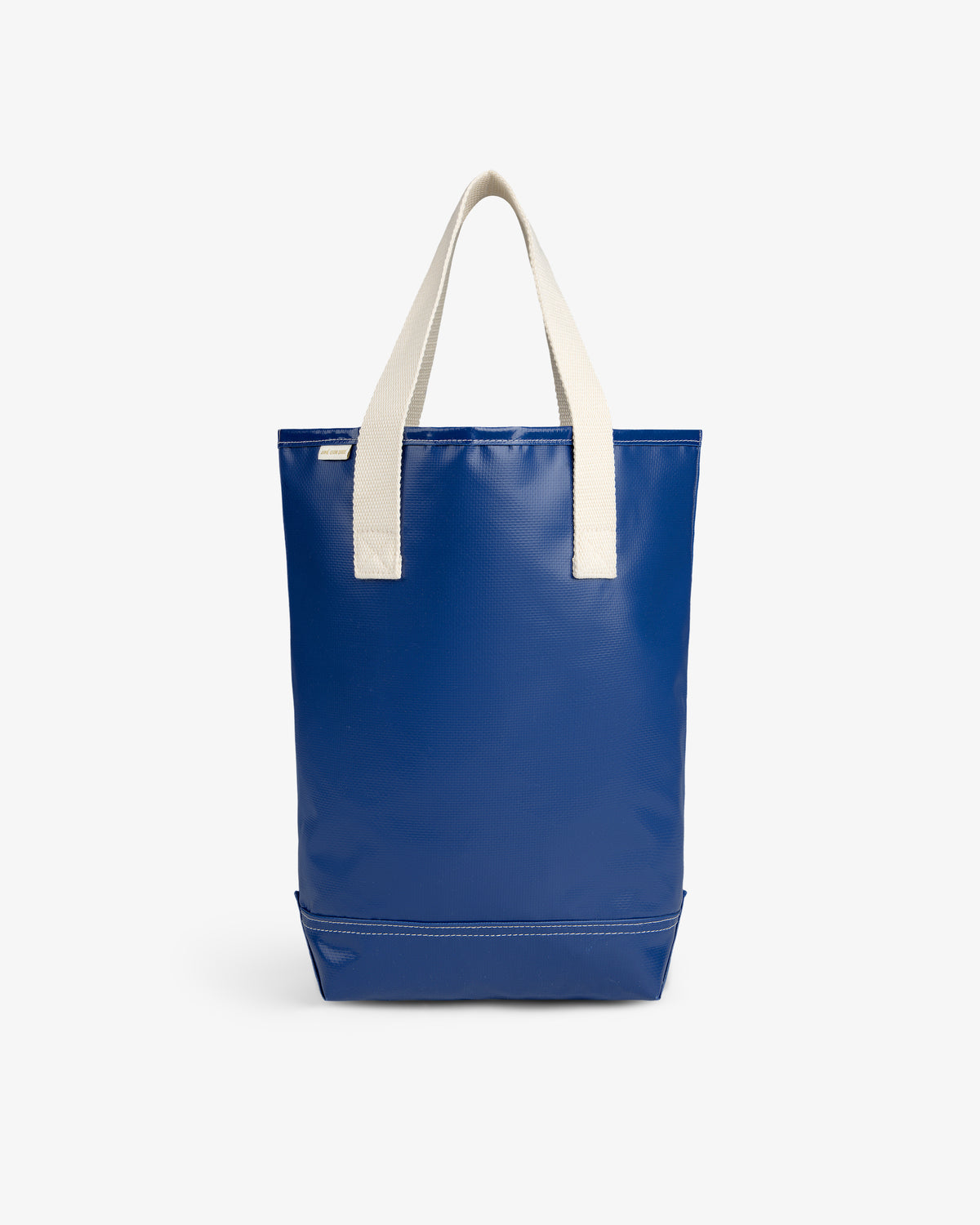 The Marina Bottle Tote, in blue with white handles, is shown upright against a plain white background.