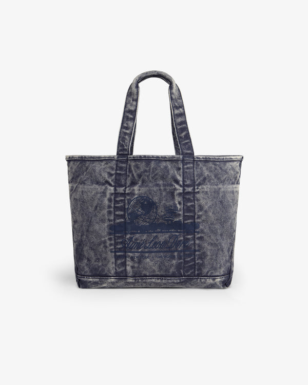 Sun Faded Large Unisphere Tote Bag with double handles and a subtle graphic print on the front.