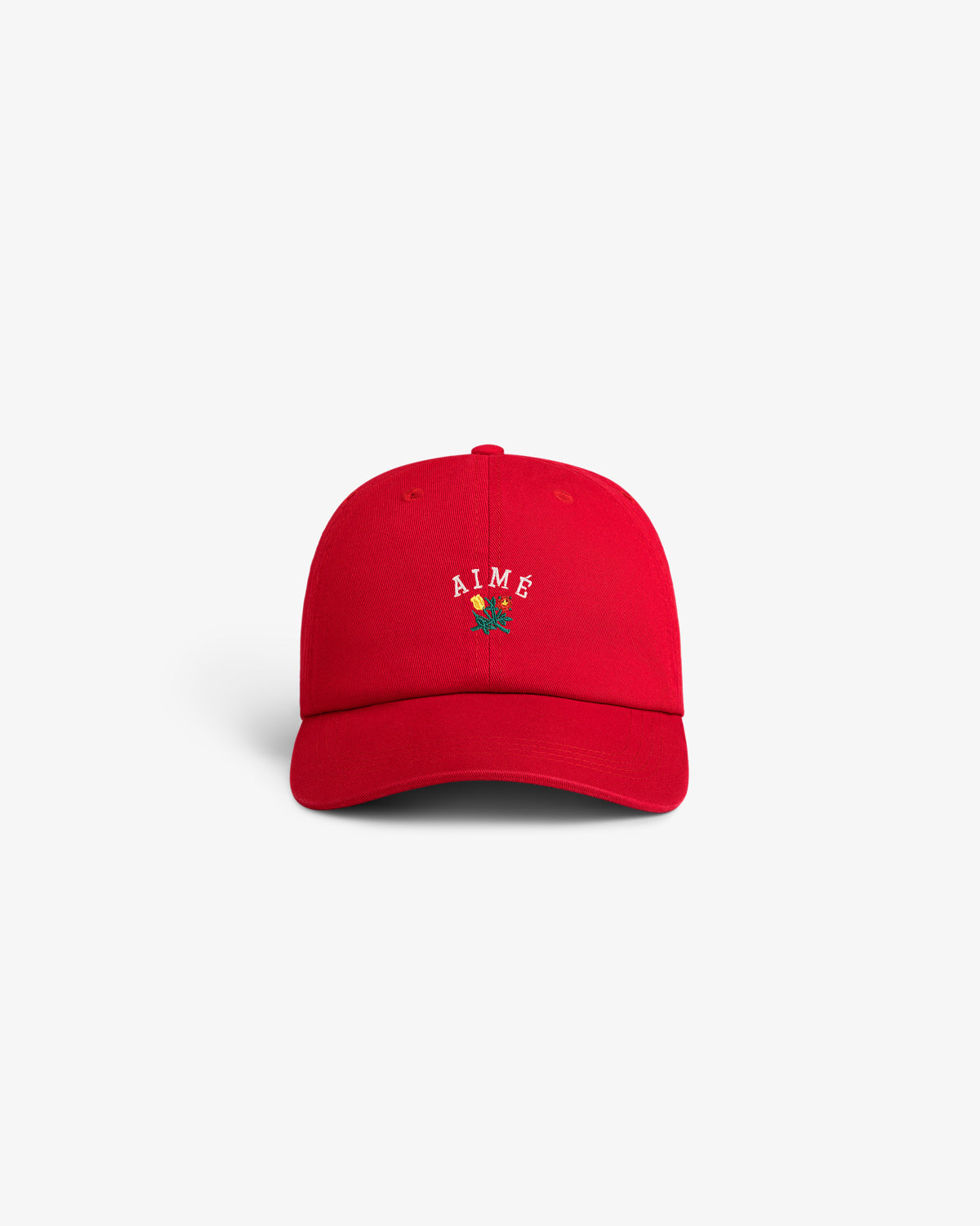 Crest Logo Hat featuring "AIME" text and a small red rose, shown on a plain white background.