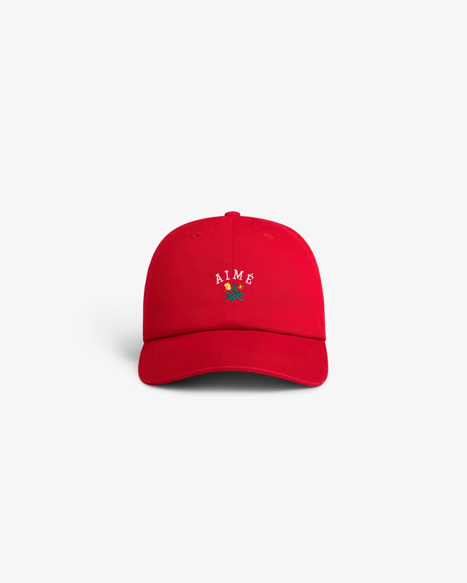 Crest Logo Hat featuring "AIME" text and a small red rose, shown on a plain white background.