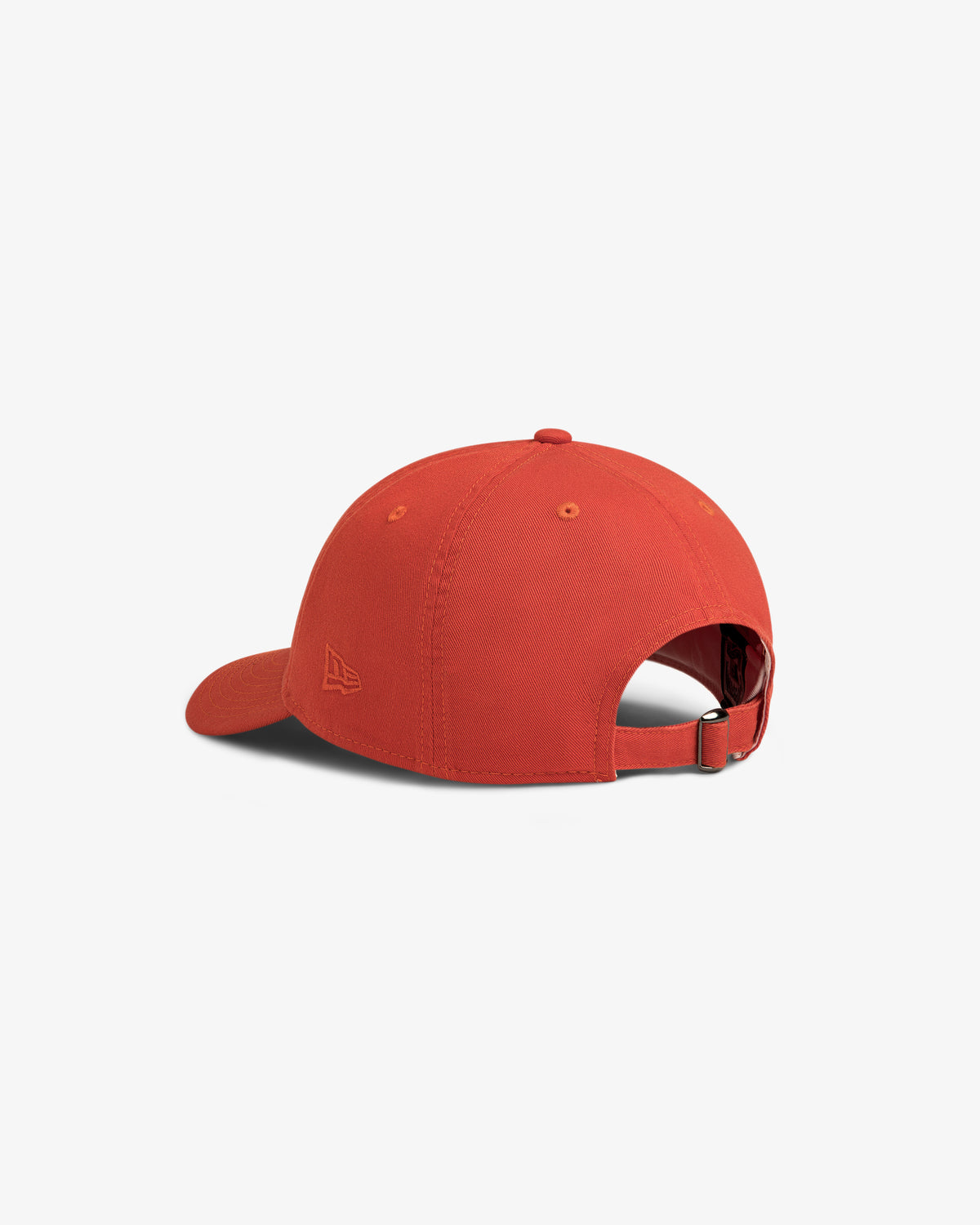 Back view of the ALD / New Era Mets Retro Fit Hat, red with adjustable strap and metal buckle, on white background.