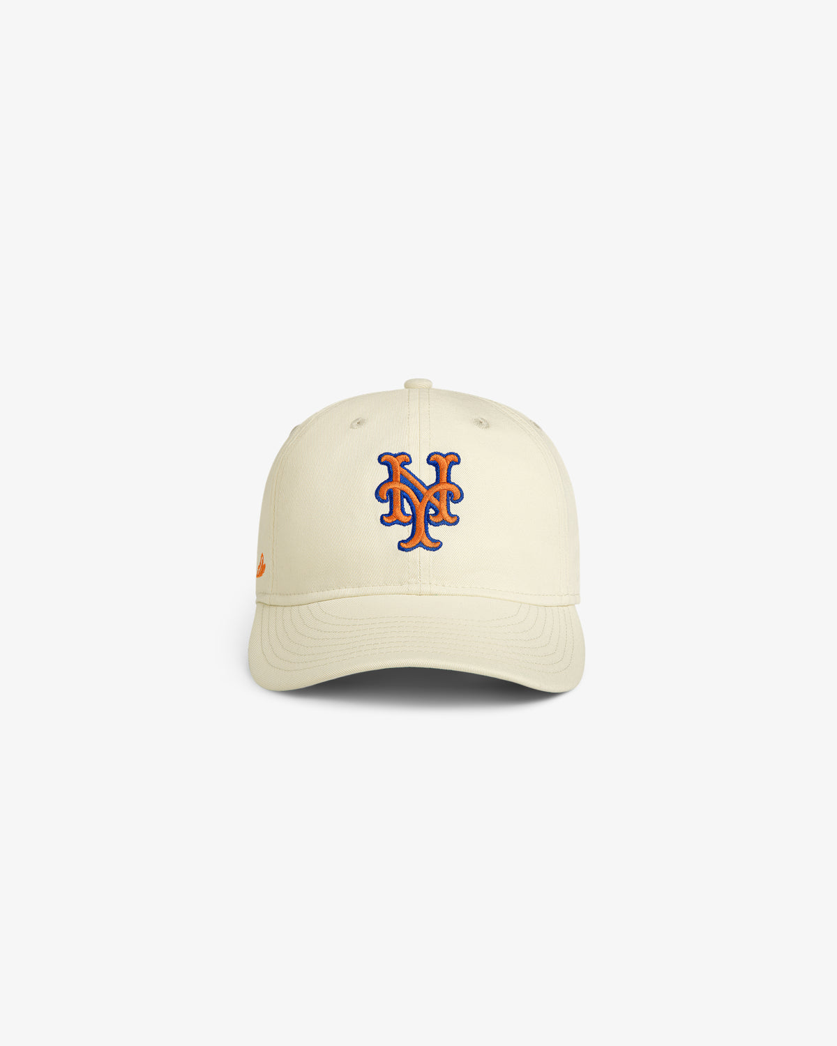 ALD / New Era Mets Retro Fit Hat: cream baseball cap with blue and orange Mets logo on front, shown on white background.