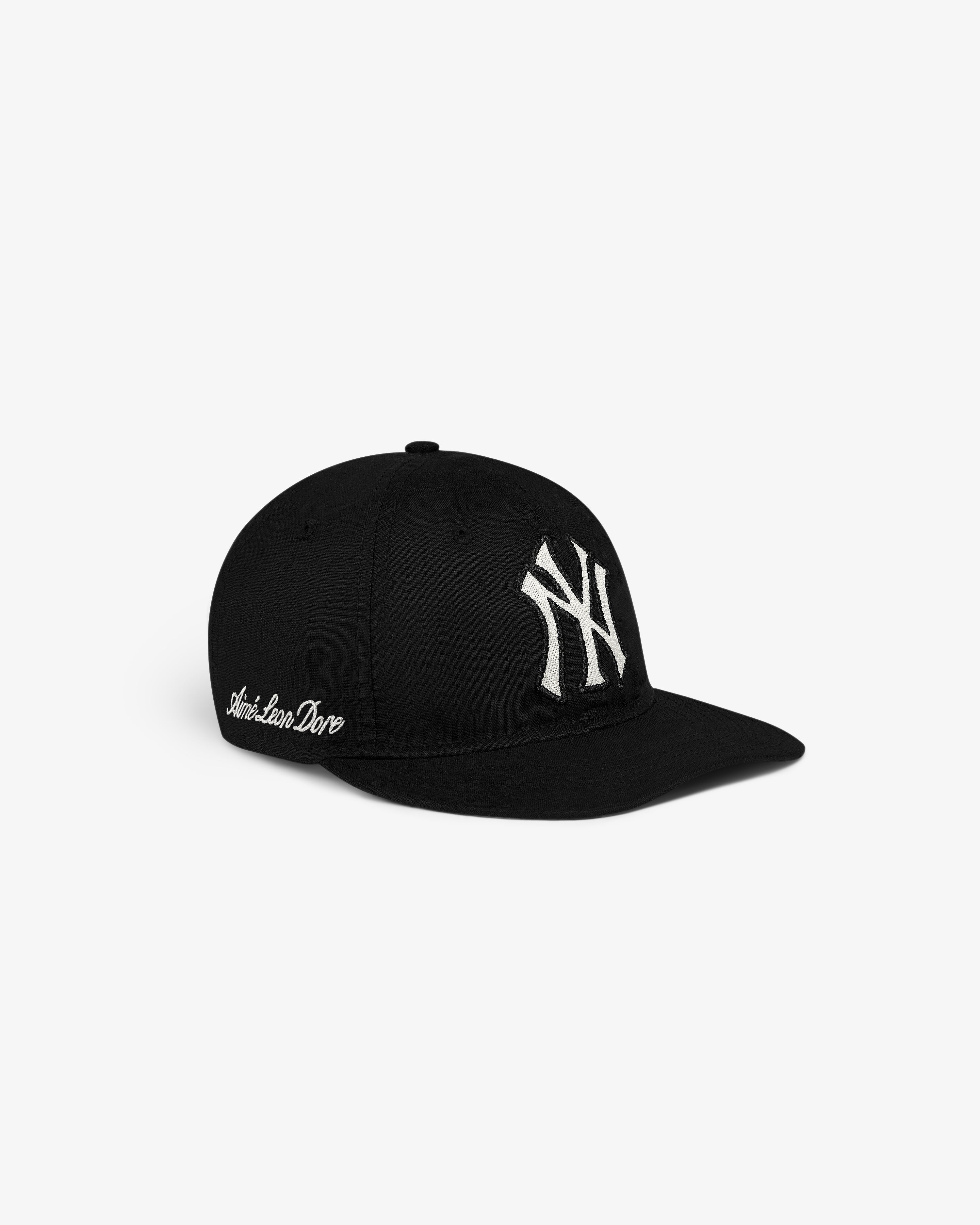 ALD / New York Yankees Retro Fit Hat in black, white NY logo and script, shown on a plain white background.