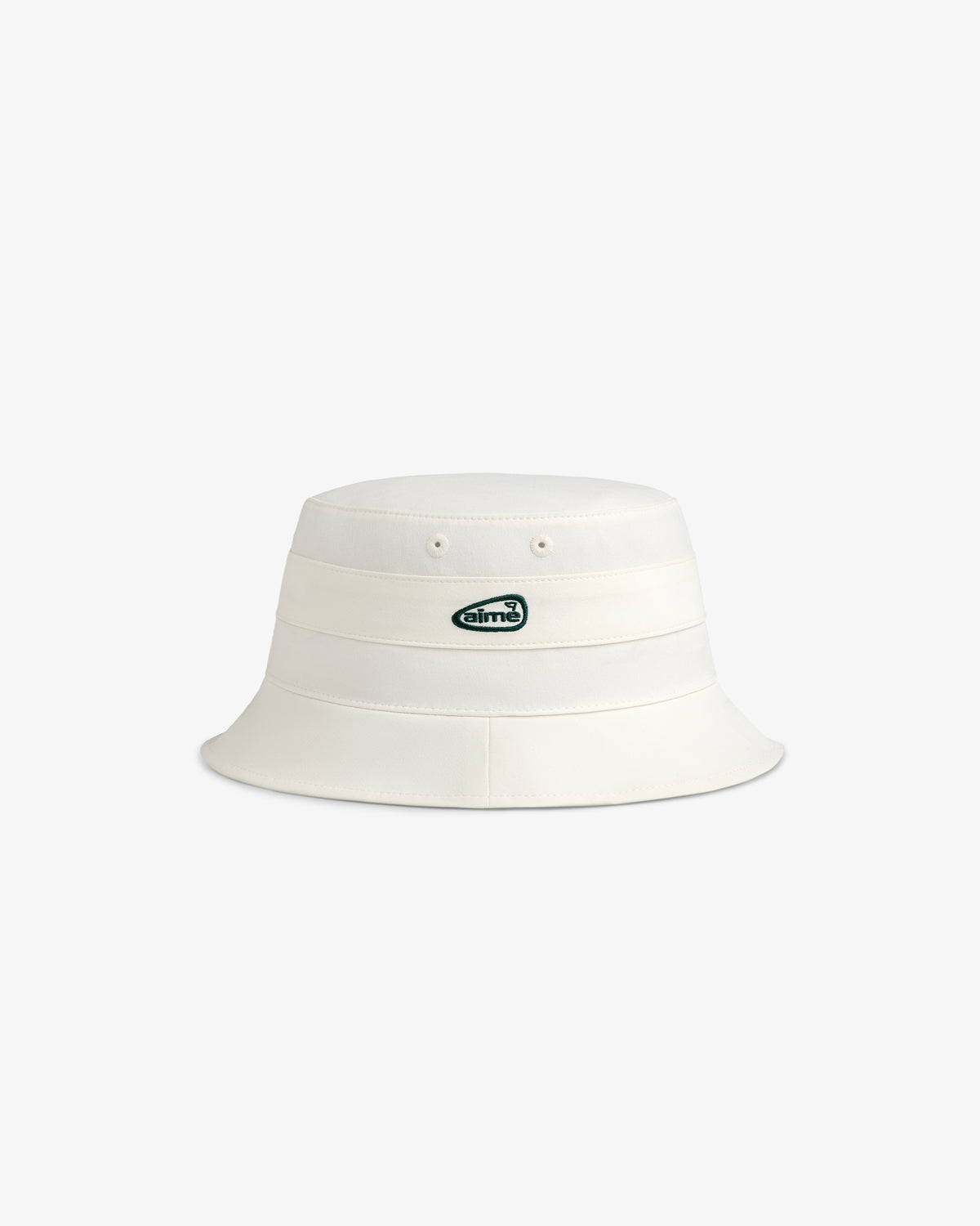 ALD Golf Bucket Hat in white with a small green and white oval logo on the front, shown on a plain background.