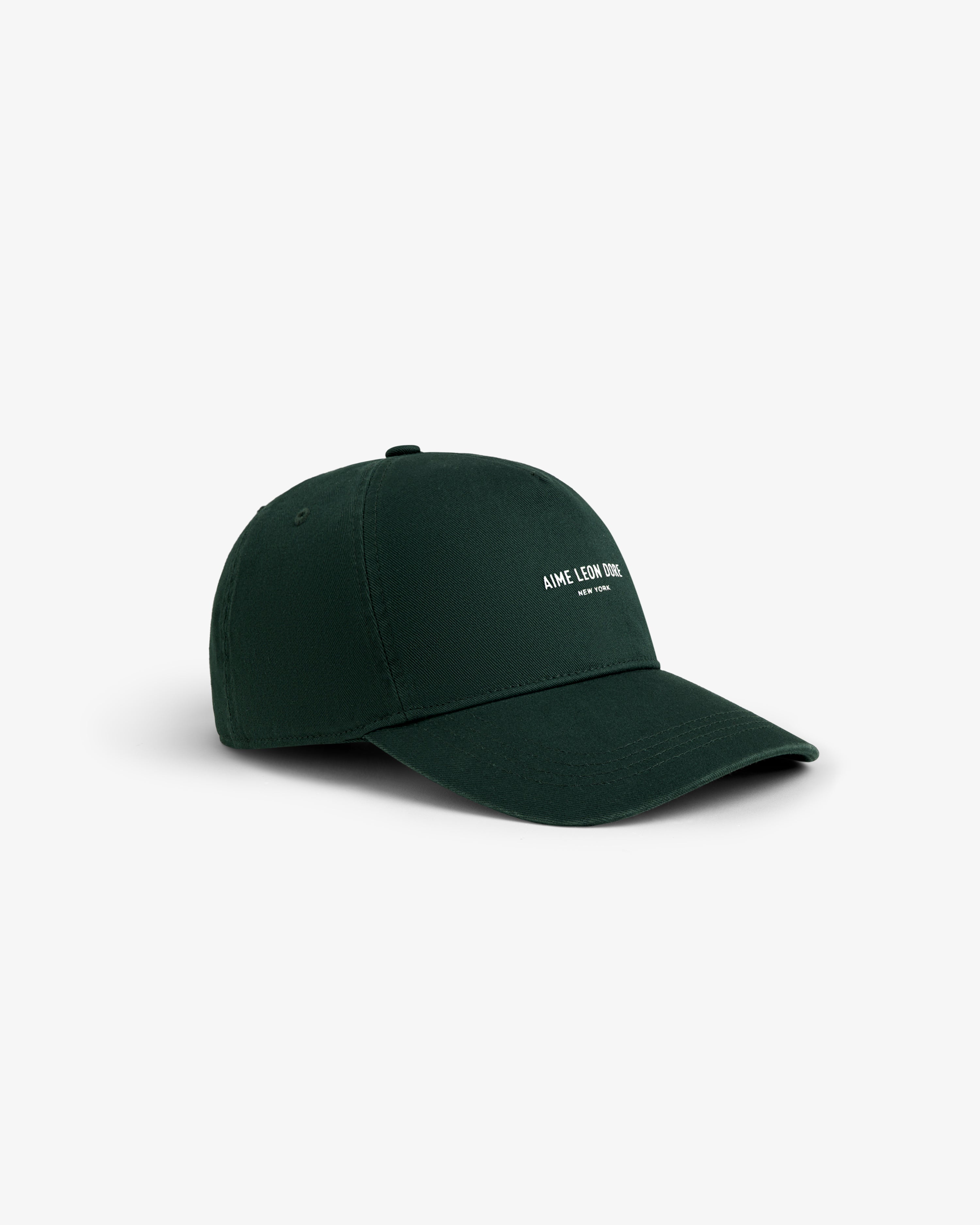 Micro Logo Hat in dark green with small white front text, shown against a plain white background.