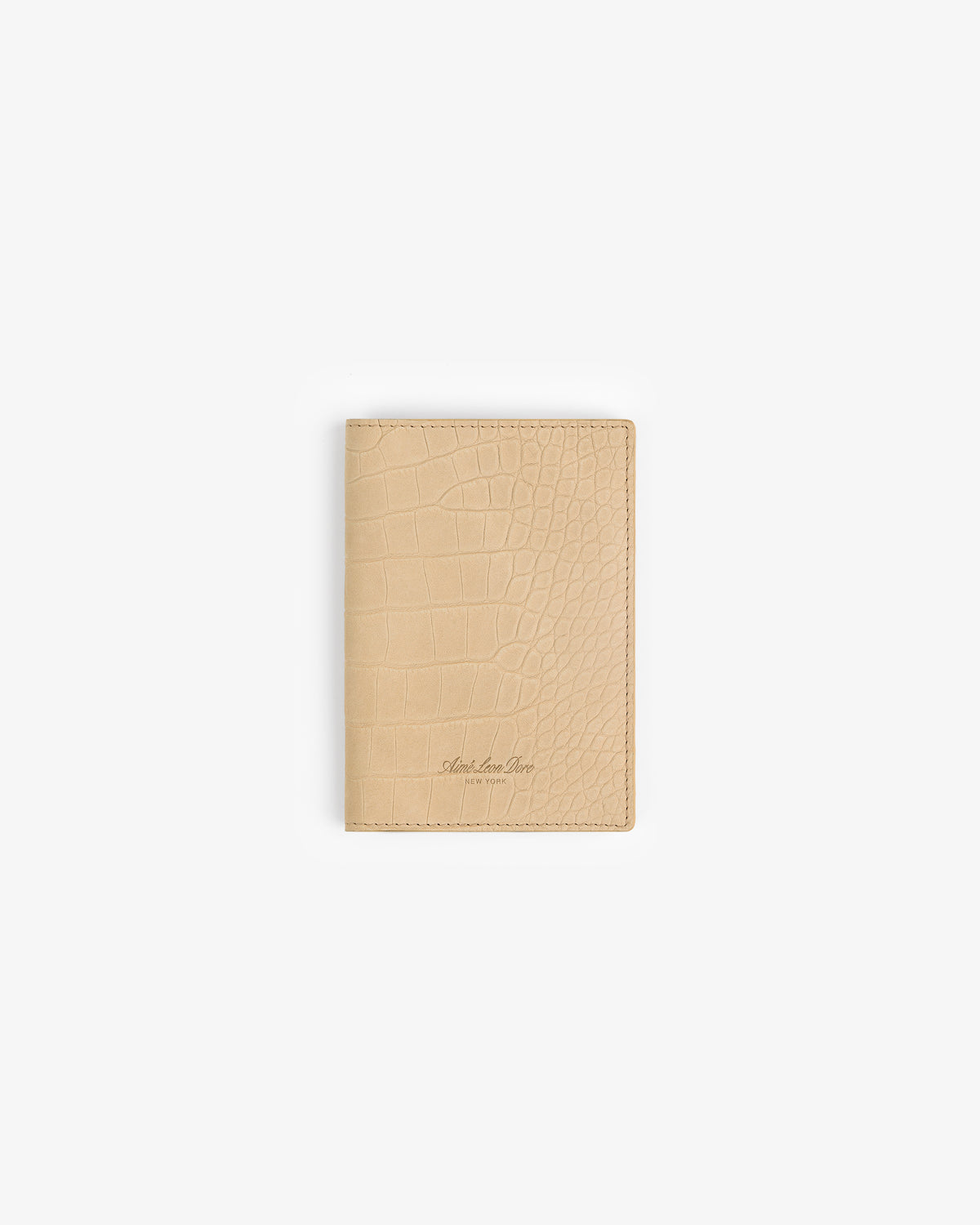 Croc-Embossed Nubuck Passport Holder, closed and centered on a plain white background.