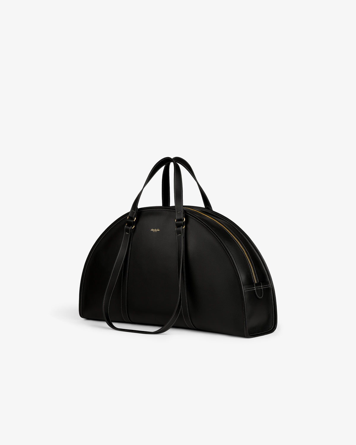 Full Grain Leather Weekender Bag, dome-shaped with double handles and a shoulder strap on a plain white background.