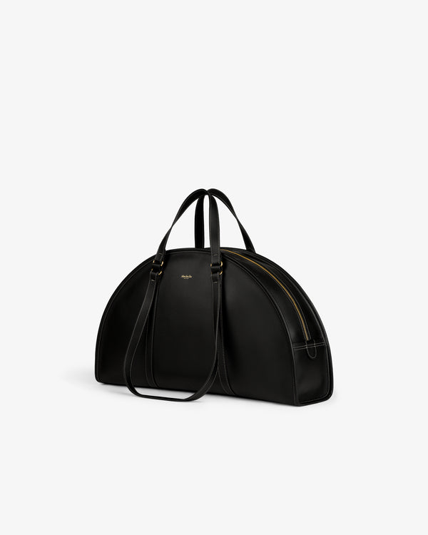 Full Grain Leather Weekender Bag, dome-shaped with double handles and a shoulder strap on a plain white background.