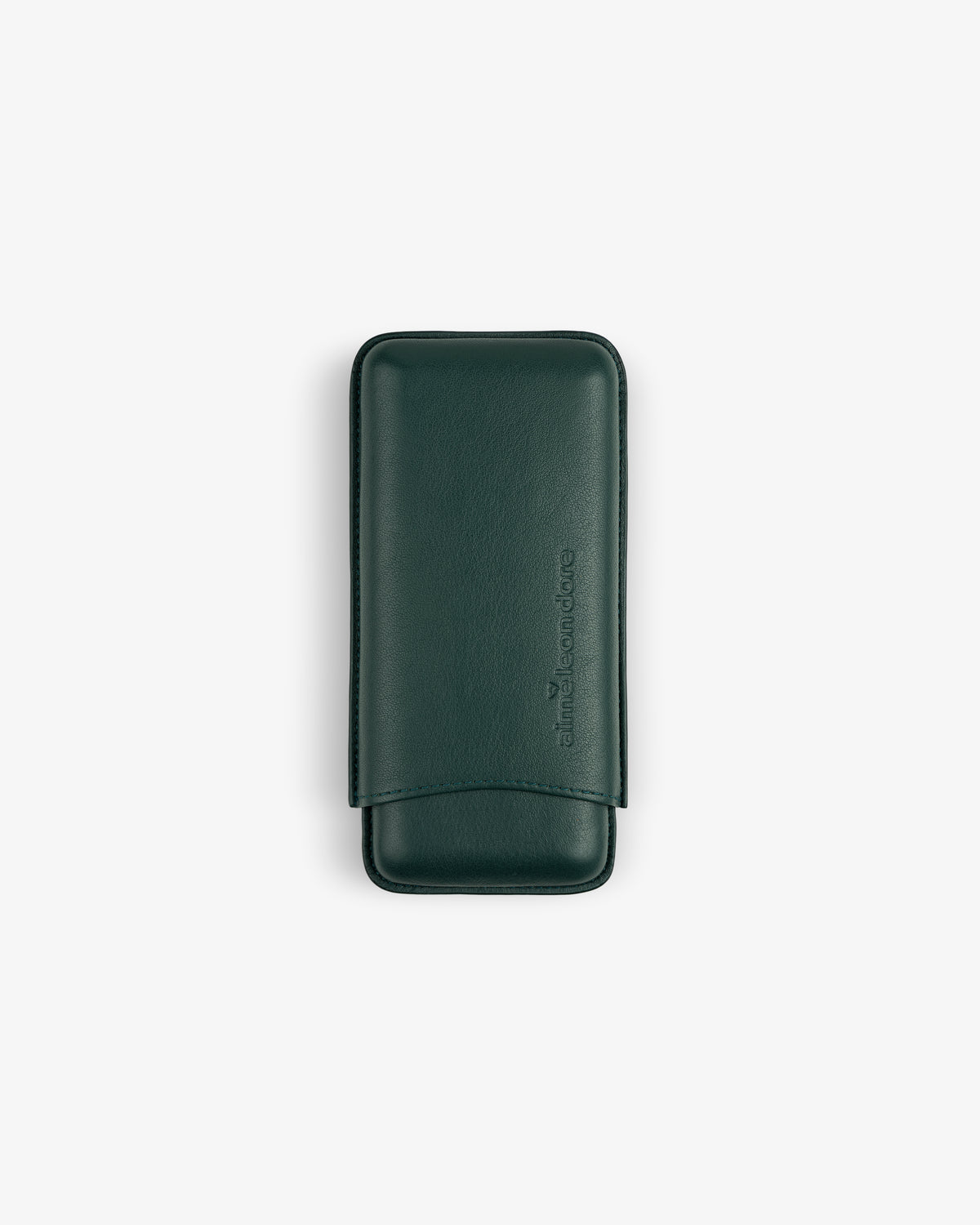 ALD Golf Leather Cigar Case in dark green leather with rounded edges, shown on a plain white background.