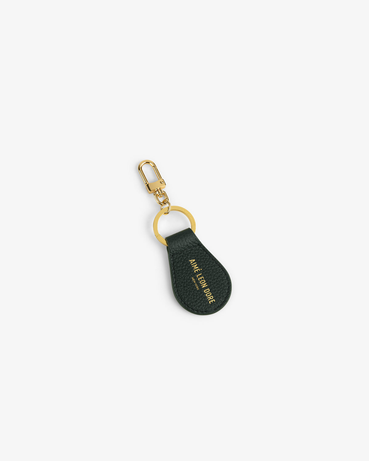 Dark green Leather Key Fob with gold keyring and clasp, featuring AMI AMI COUTURE in gold.