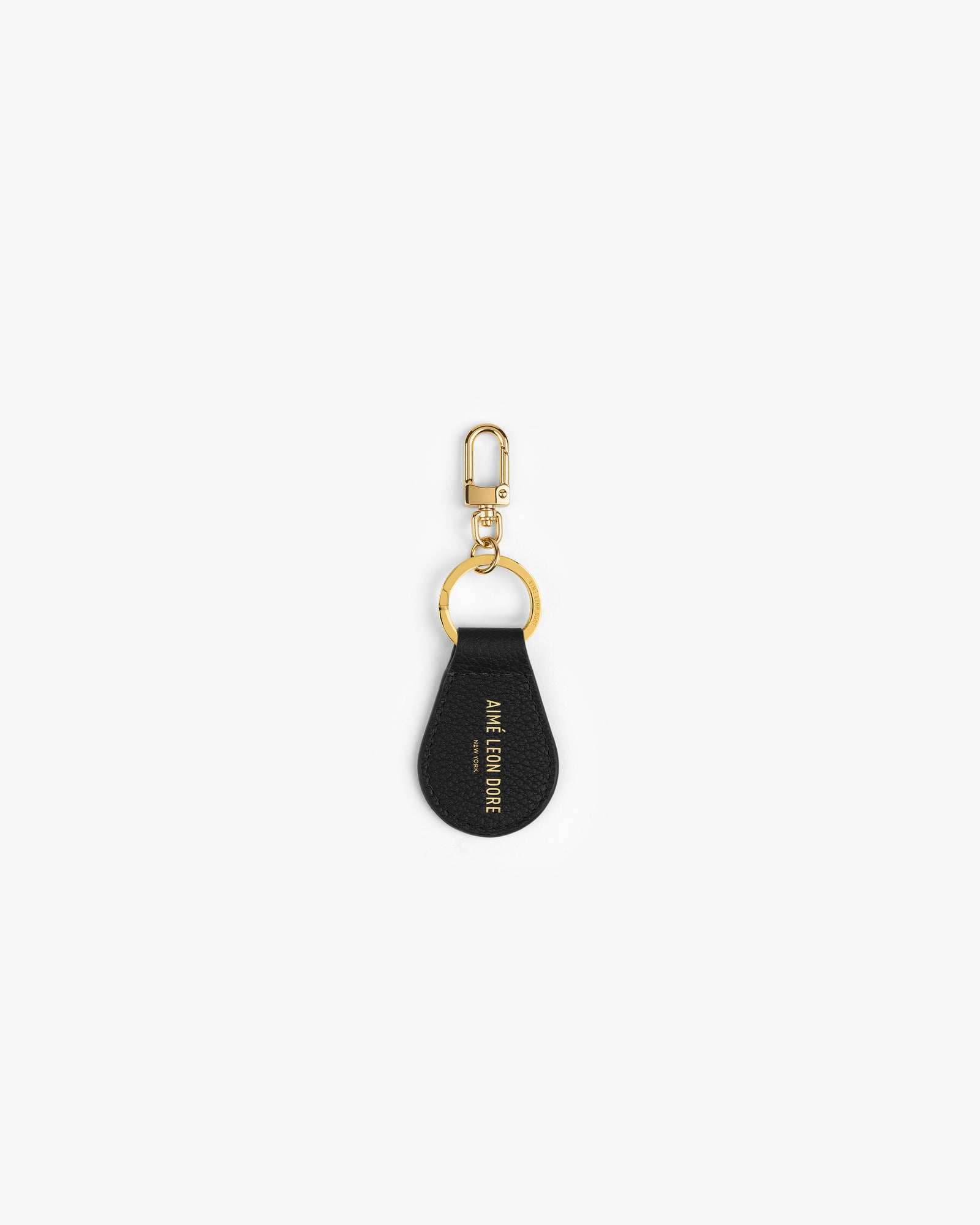 Leather Key Fob in black with gold hardware and MAKE MEMORIES stamped in gold.