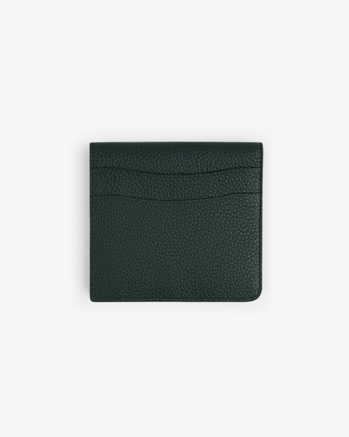 A dark green textured Leather Bi-Fold Wallet with two card slots, displayed on a white background.