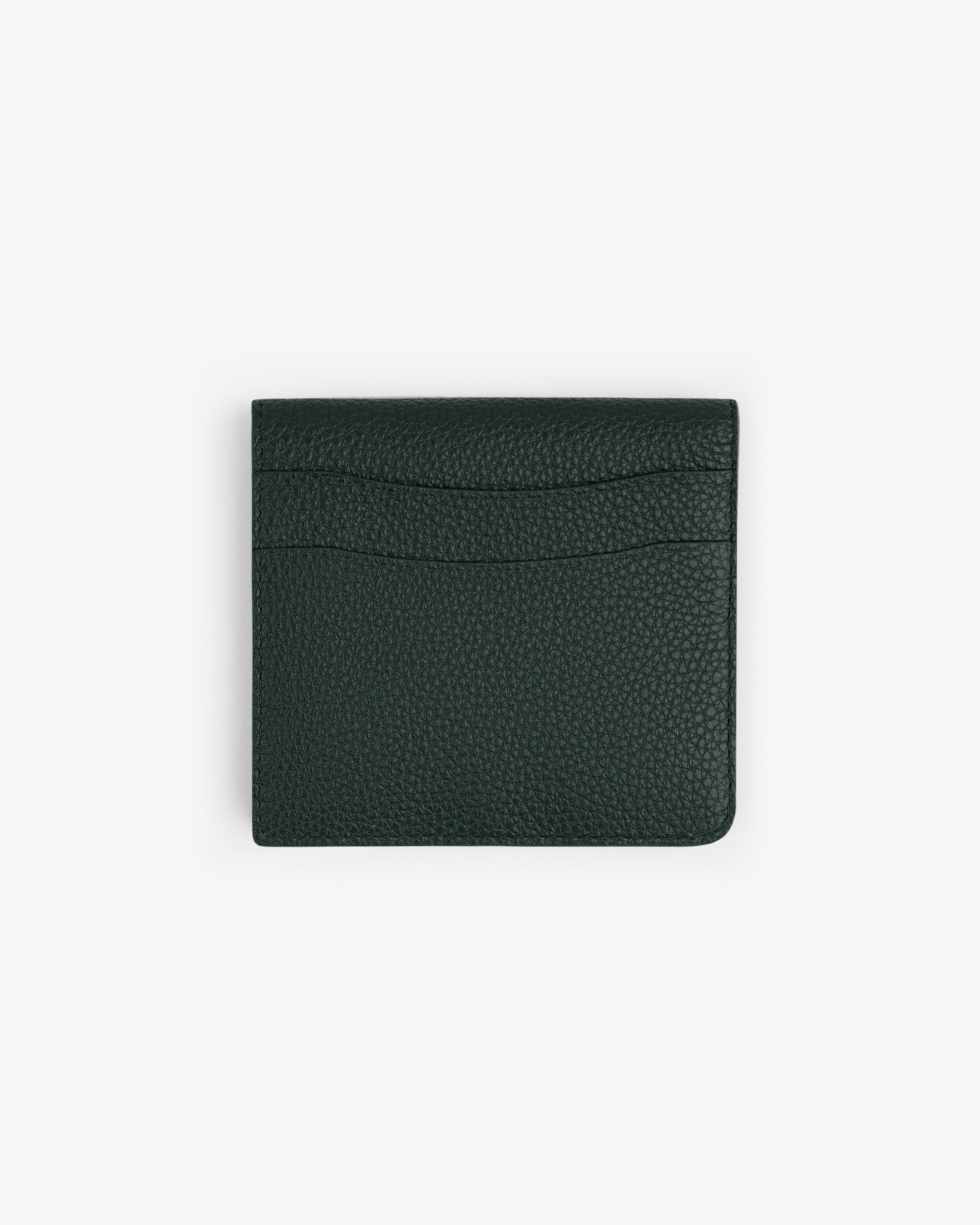 A dark green textured Leather Bi-Fold Wallet with two card slots, displayed on a white background.