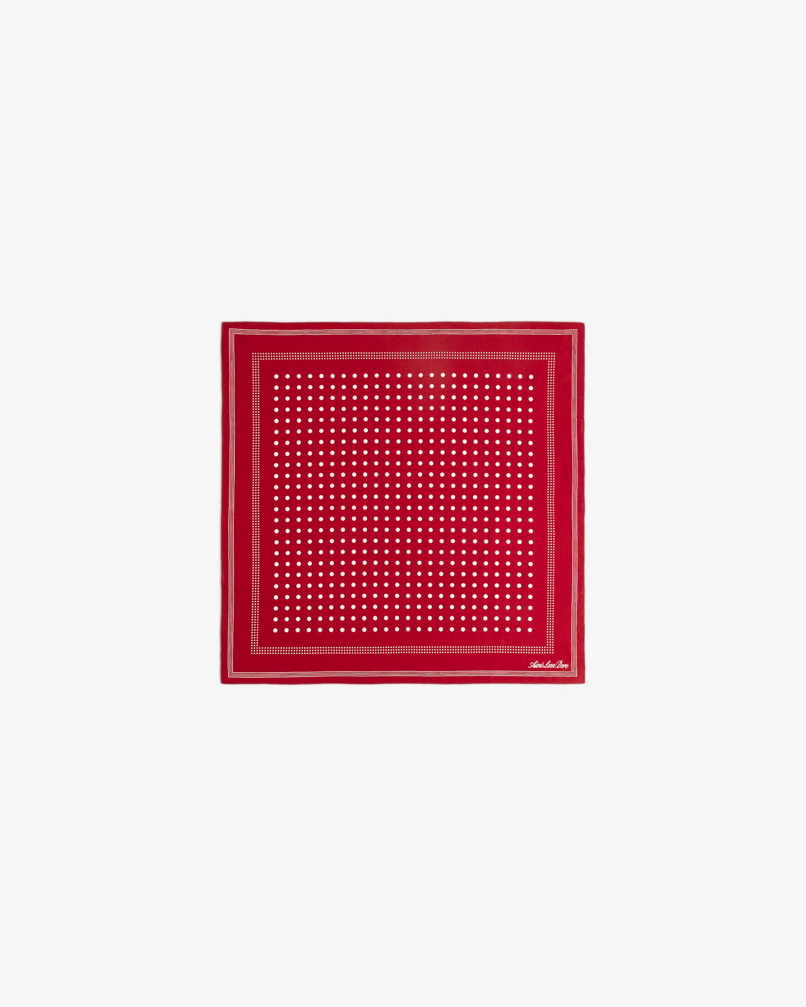 Polka Dot Bandana in red with a white dotted pattern and double-lined border, centered on a white background.