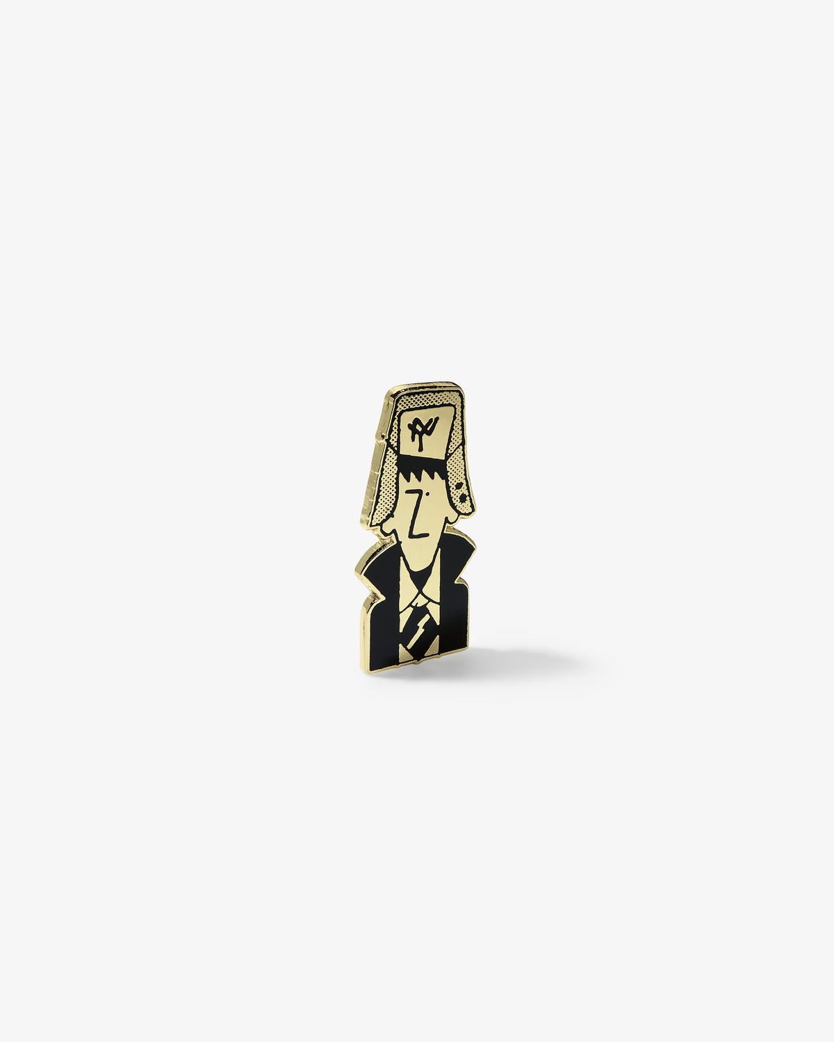 A Graphic Pin shaped like a cartoonish man in a military hat and coat, shown on a white background.