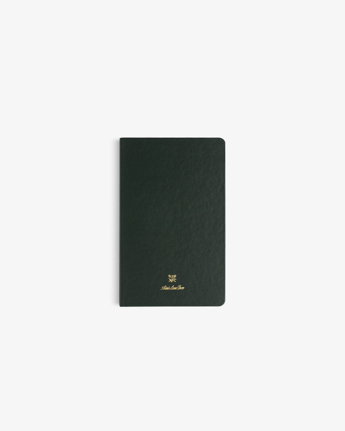 Dark green Crest Sketchbook, slim and rectangular, with gold foil emblem and text on the cover, on white background.
