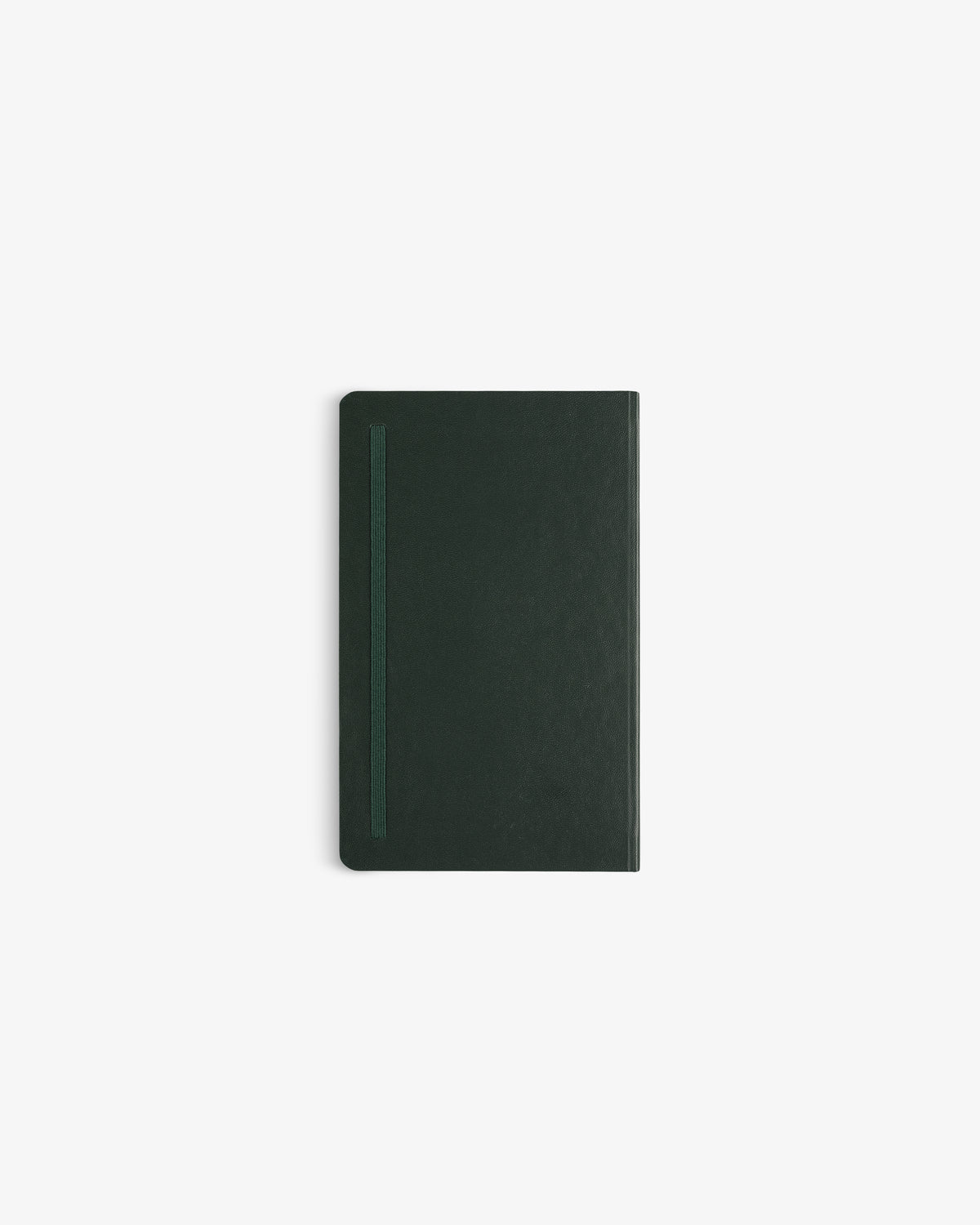A dark green Crest Sketchbook with a matching vertical elastic band, centered on a white background.