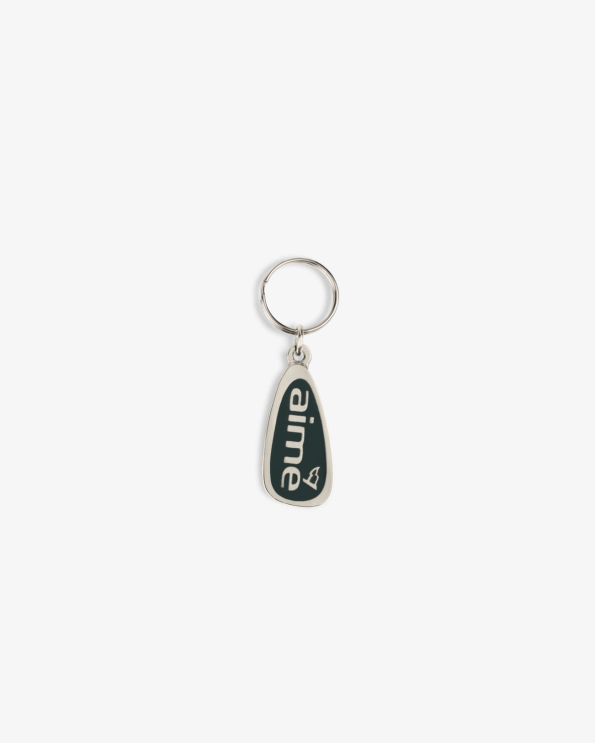 The ALD Golf Keychain is silver with a dark green tag reading "aime" in white lowercase letters and a heart outline.