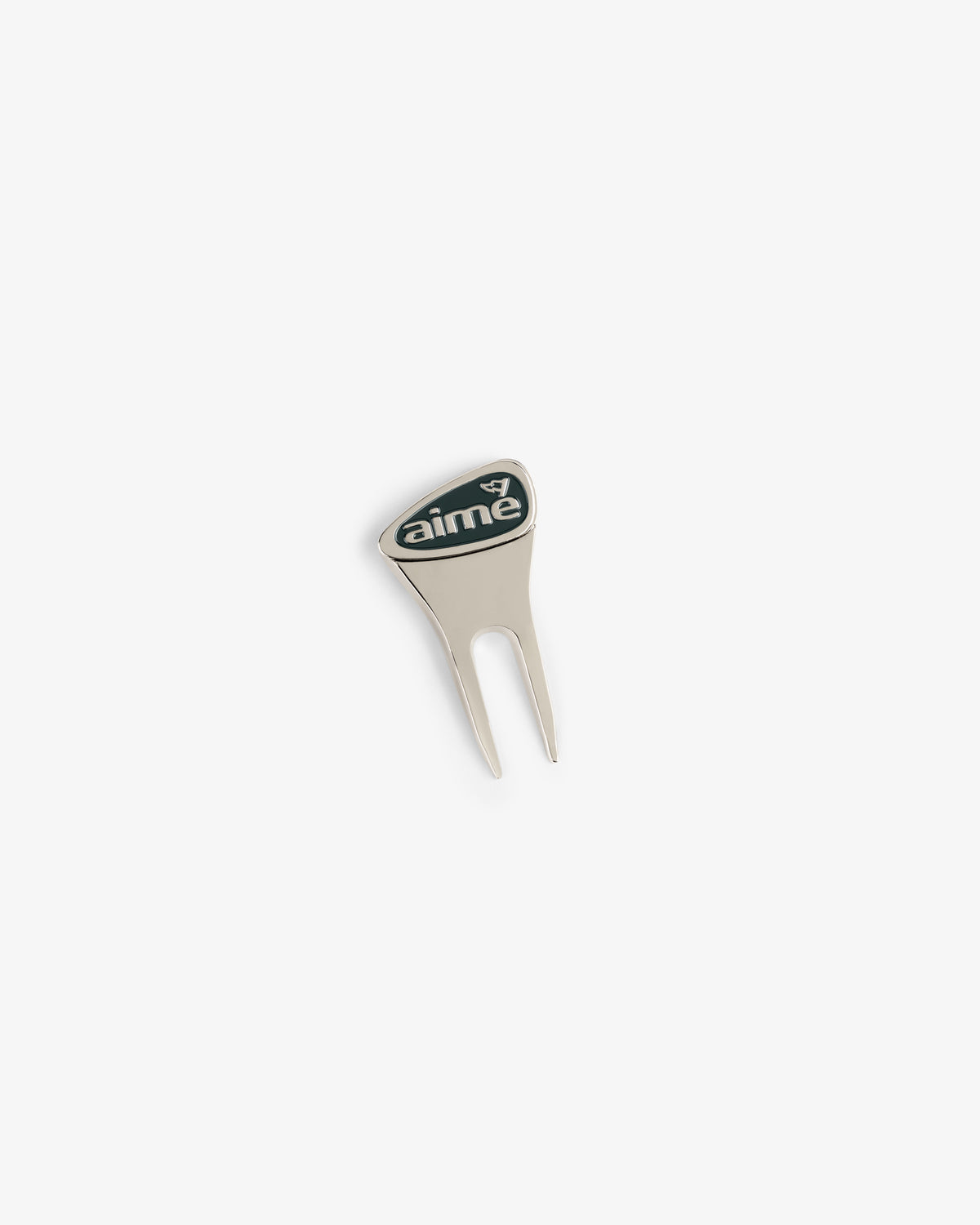 The ALD Golf Divot Tool is silver with a black aime logo on the handle, displayed on a white background.