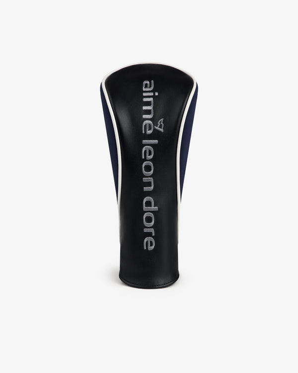 ALD Golf Driver Cover in black with a small white embroidered logo, pictured on a white background.