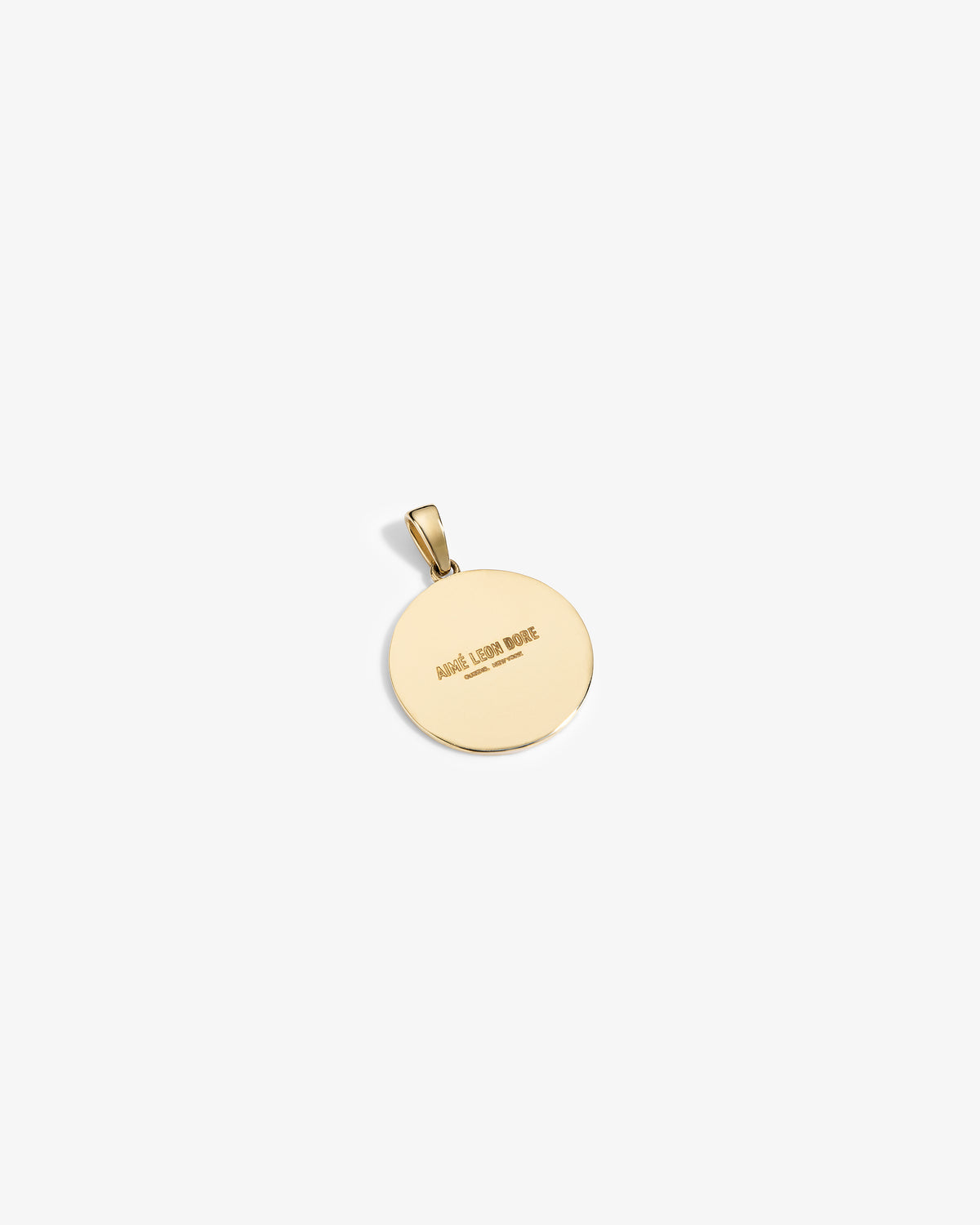 14Kt Gold Saint George Coin Pendant with small bail and center engraving on a plain white background.