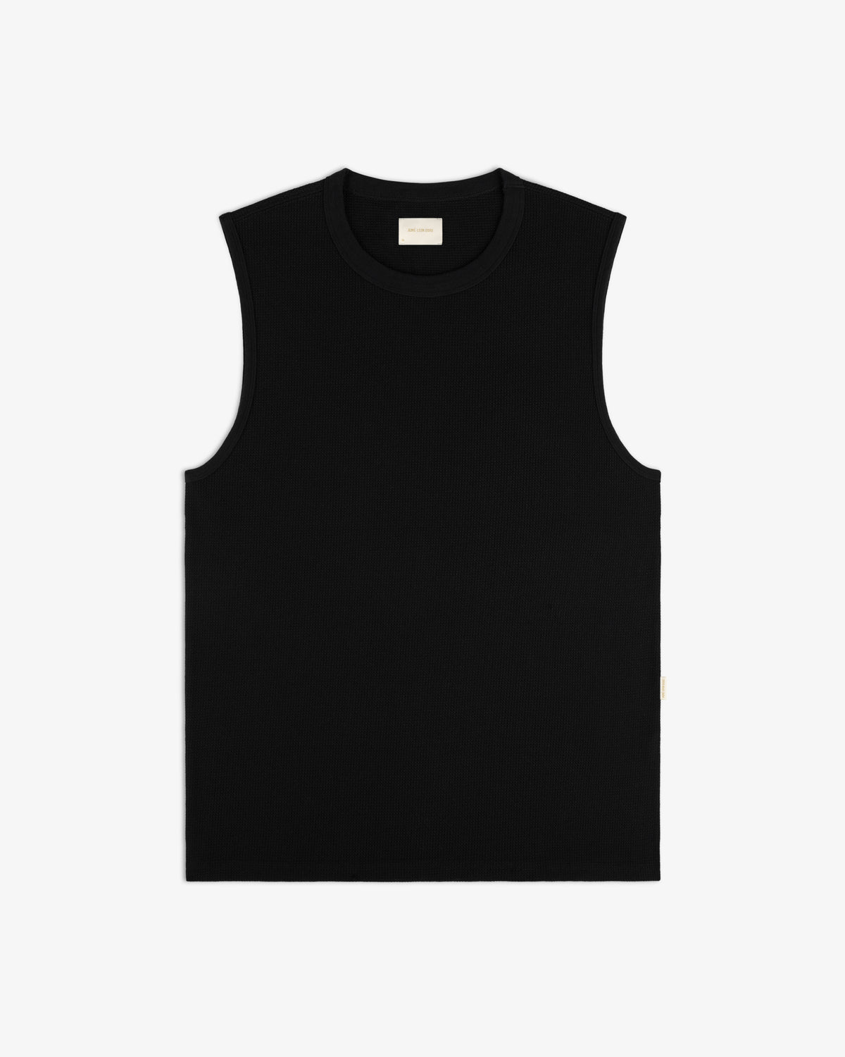 Mesh Muscle Tank in black, sleeveless, displayed flat on a white background.