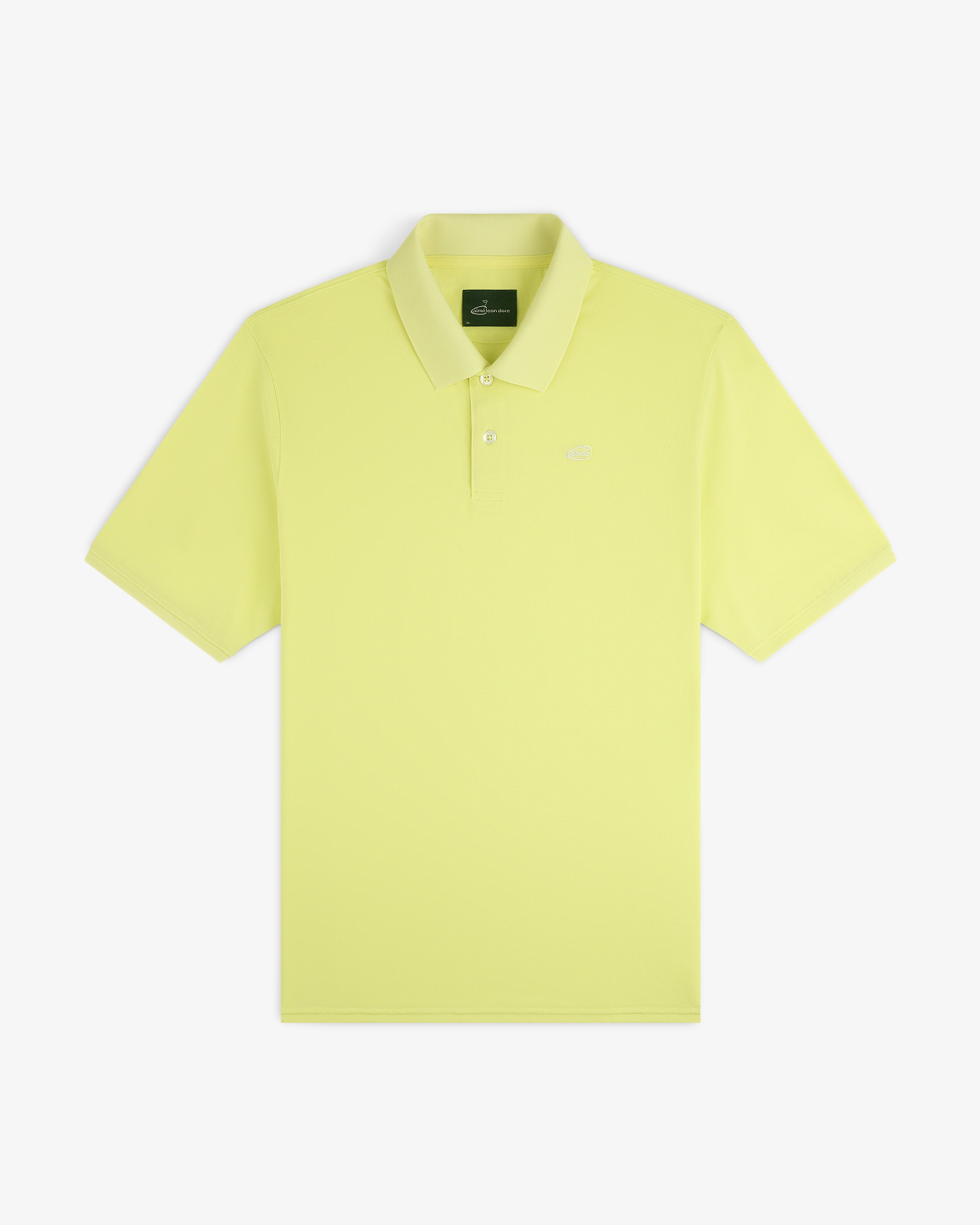 ALD Golf Polo in light yellow with short sleeves, collar, and buttons, displayed flat on a white background.