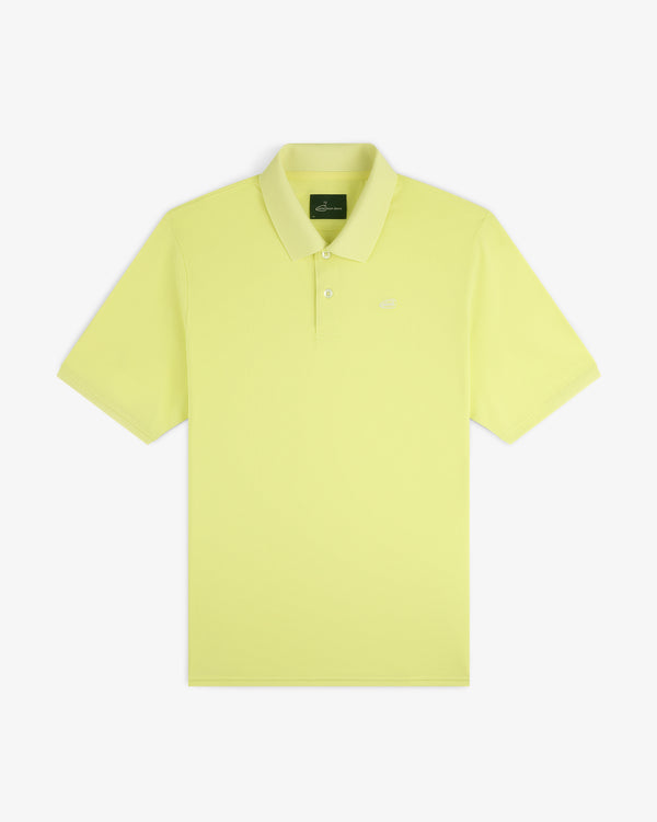 ALD Golf Polo in light yellow with short sleeves, collar, and buttons, displayed flat on a white background.