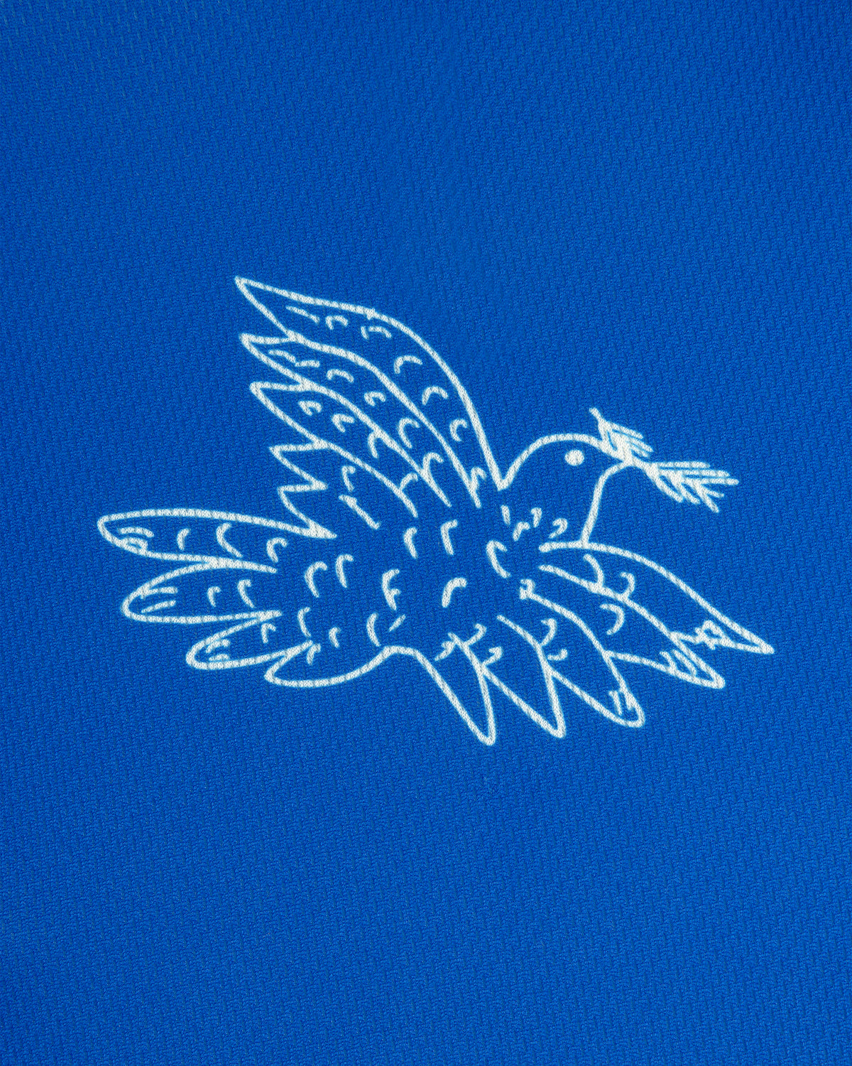 White dove with olive branch on blue, featured on the Fassianos Half-Zip Cycling Jersey.