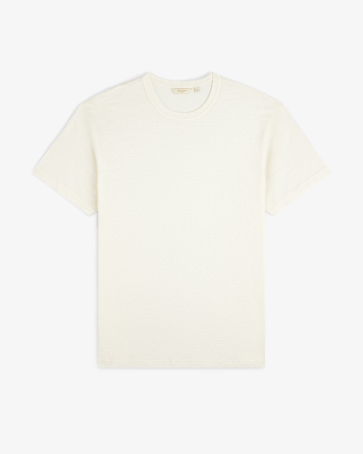 Linen Tee in plain white, short-sleeve, laid flat on a white background.