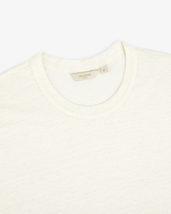 Linen Tee in off-white, size medium, laid flat on a white background.