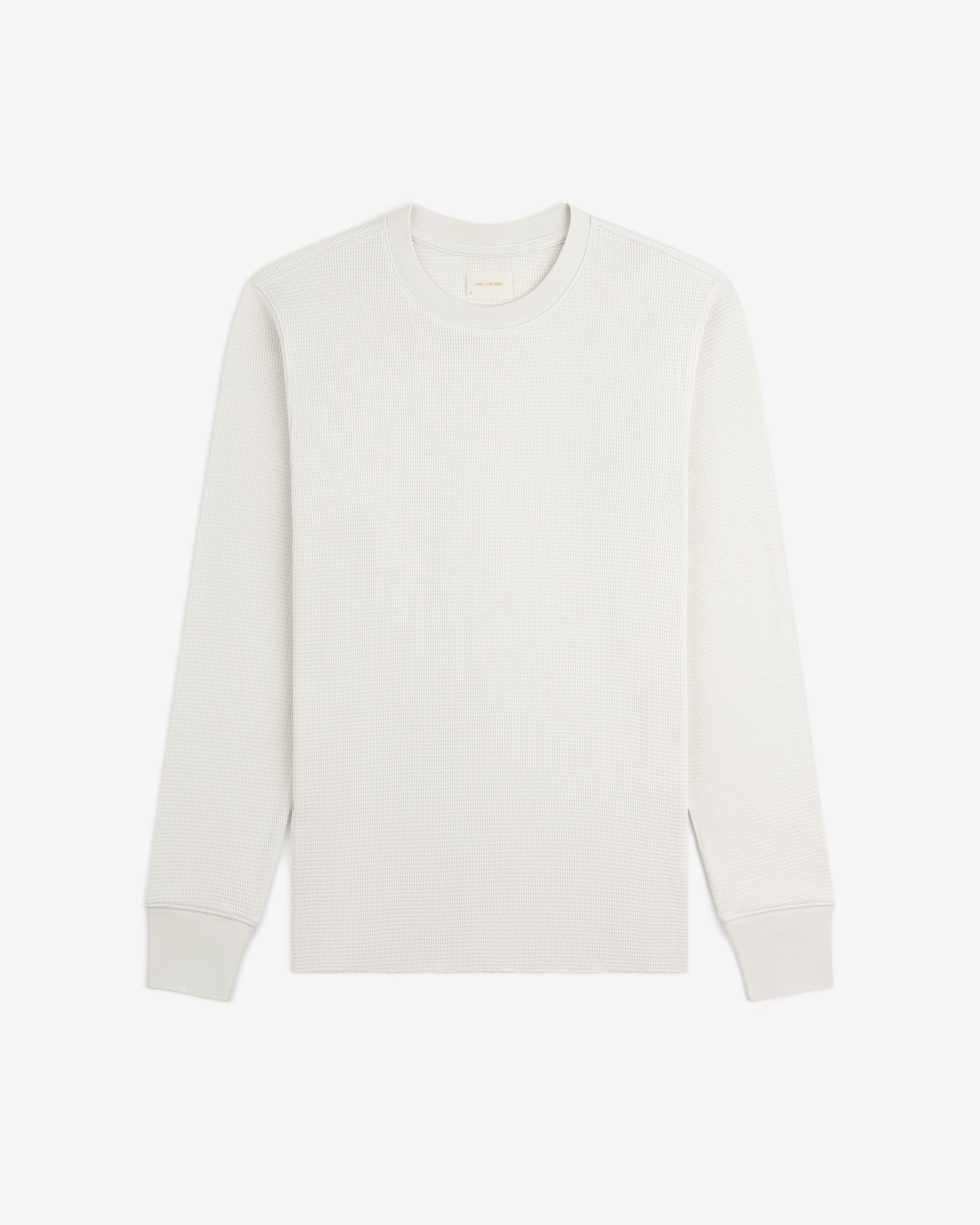 A Long-Sleeve Waffle Thermal shirt laid flat on a white background.