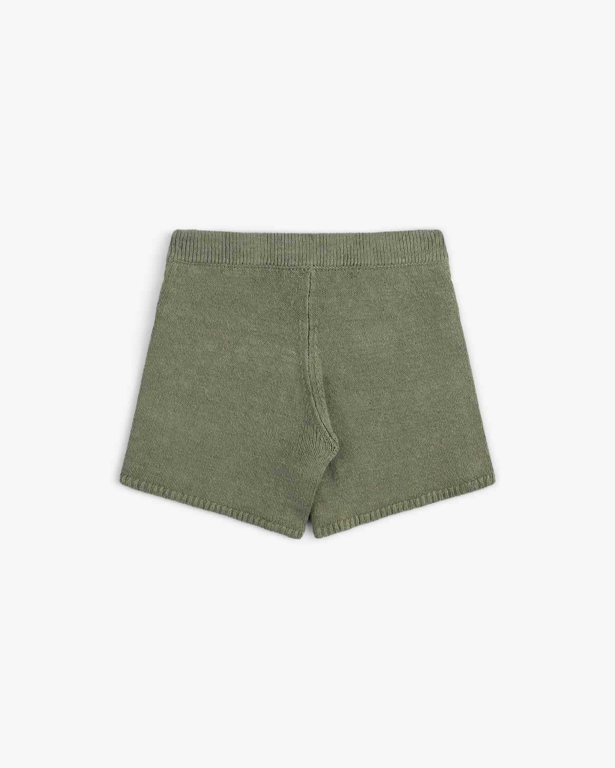 Olive green Linen Knit Drawstring Short with an elastic waistband, shown flat on a white background.