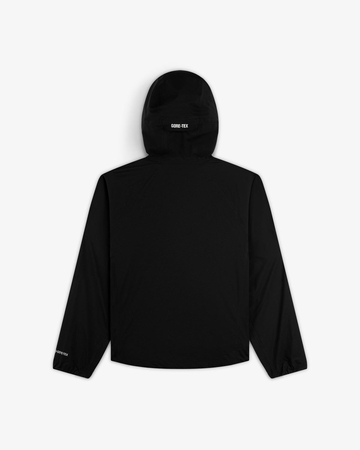 Lightweight GORE-TEX Shell Jacket in black, back view, with “GORE-TEX” on hood and left cuff.