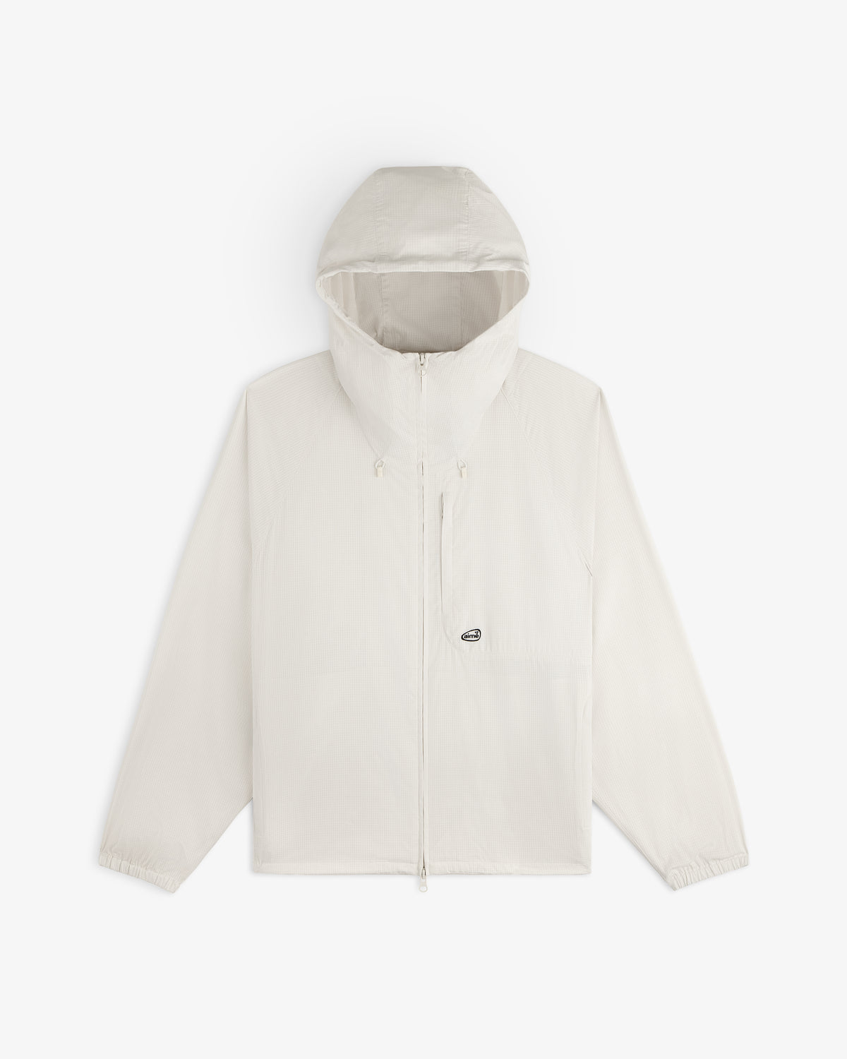 ALD Golf Lightweight Tips Windbreaker: white hooded zip-up with long sleeves, elastic cuffs, and chest logo.